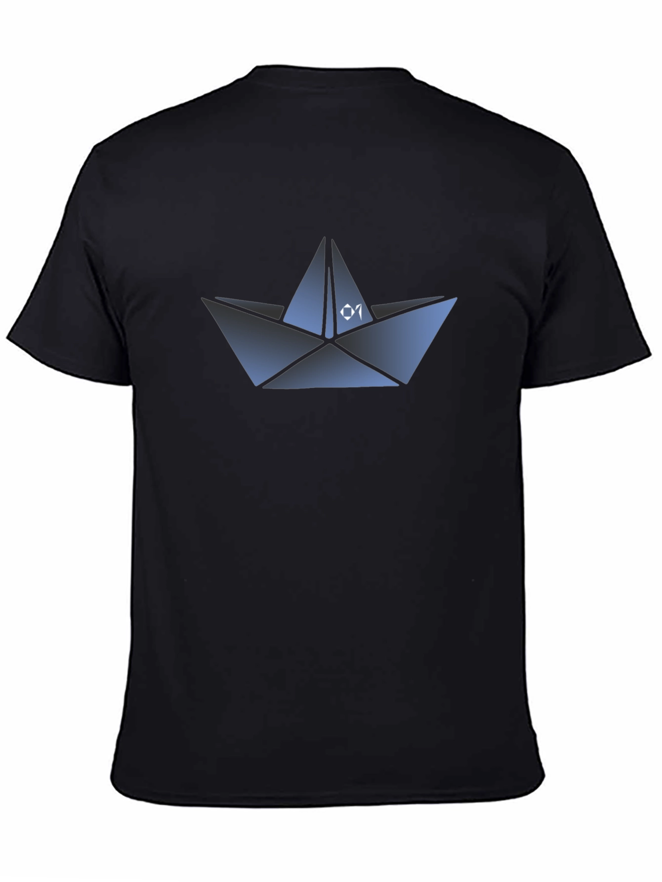 Black Paper Boat Graphic Tee - Unique Origami Design view 4