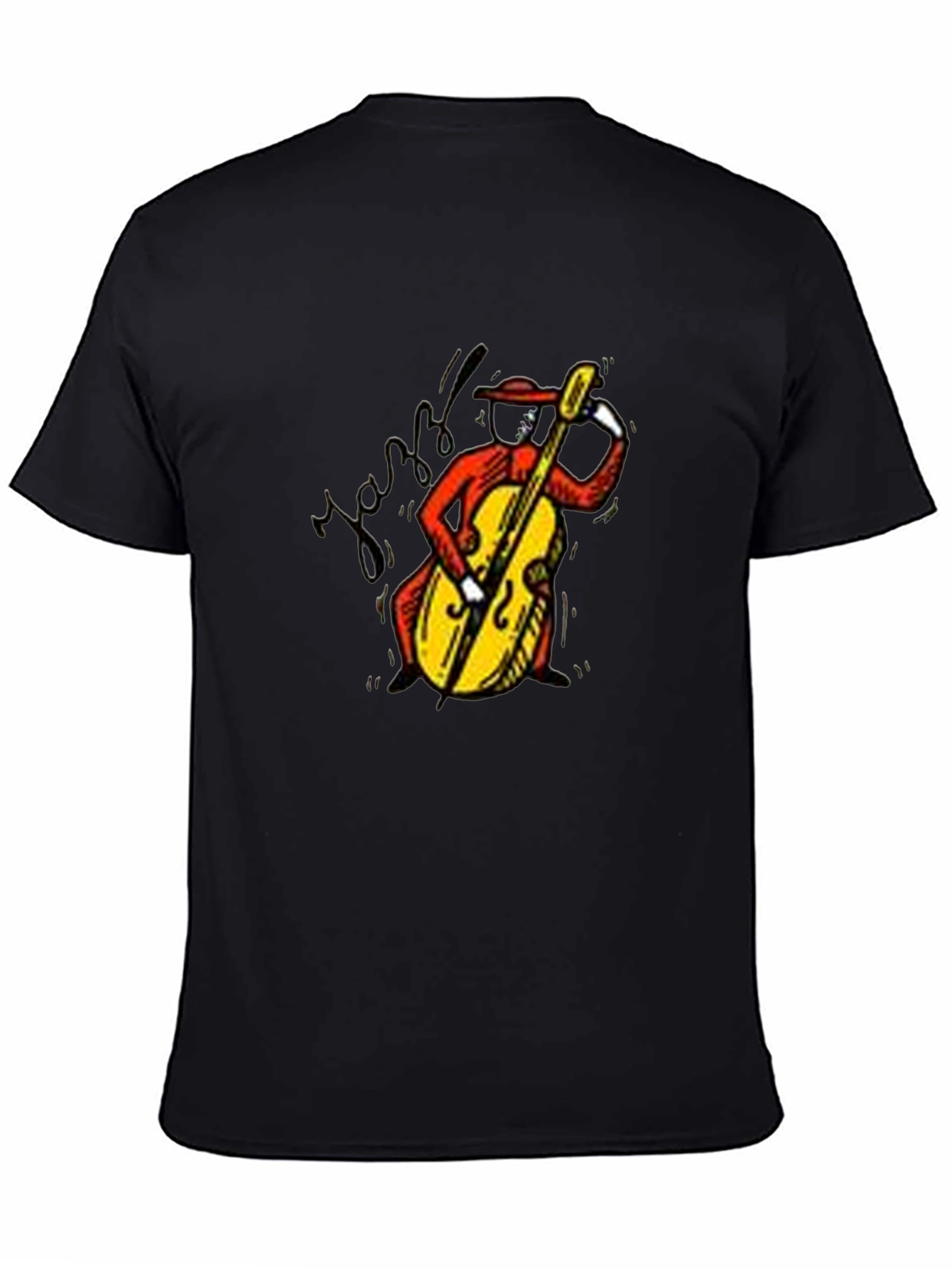 Black Jazz Bassist Graphic Tee - Classic Style view 4