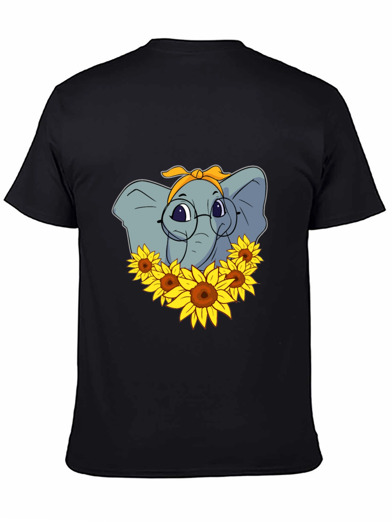 Black Elephant Sunflower T-Shirt - Stylish Graphic Tee view 4