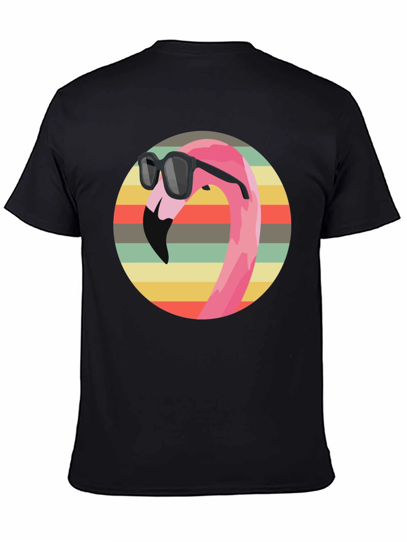 Black Cool Flamingo Graphic Tee - Retro Style view 4