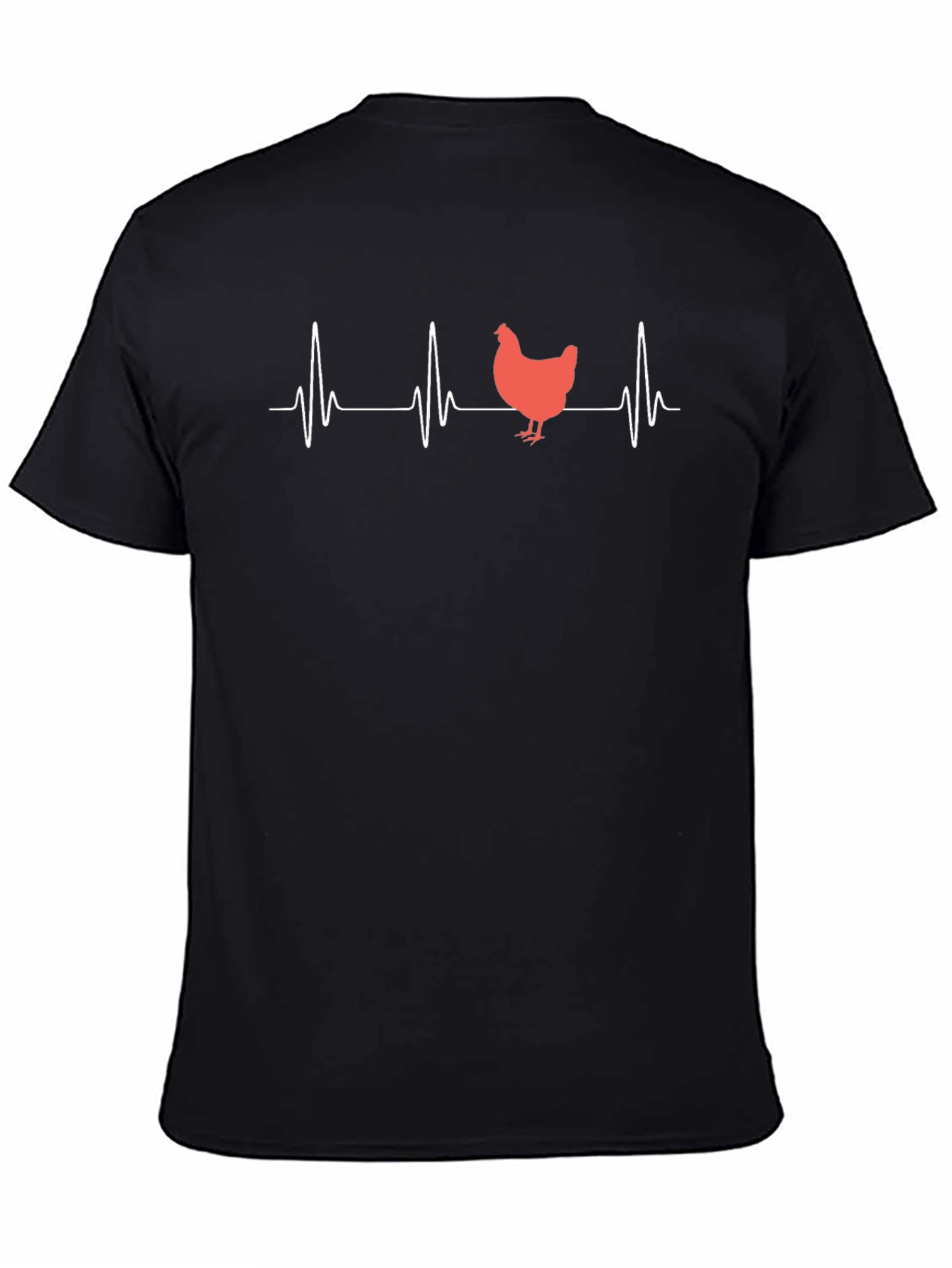 Black Chicken Heartbeat T-Shirt - Funny Animal Lover Tee view 4