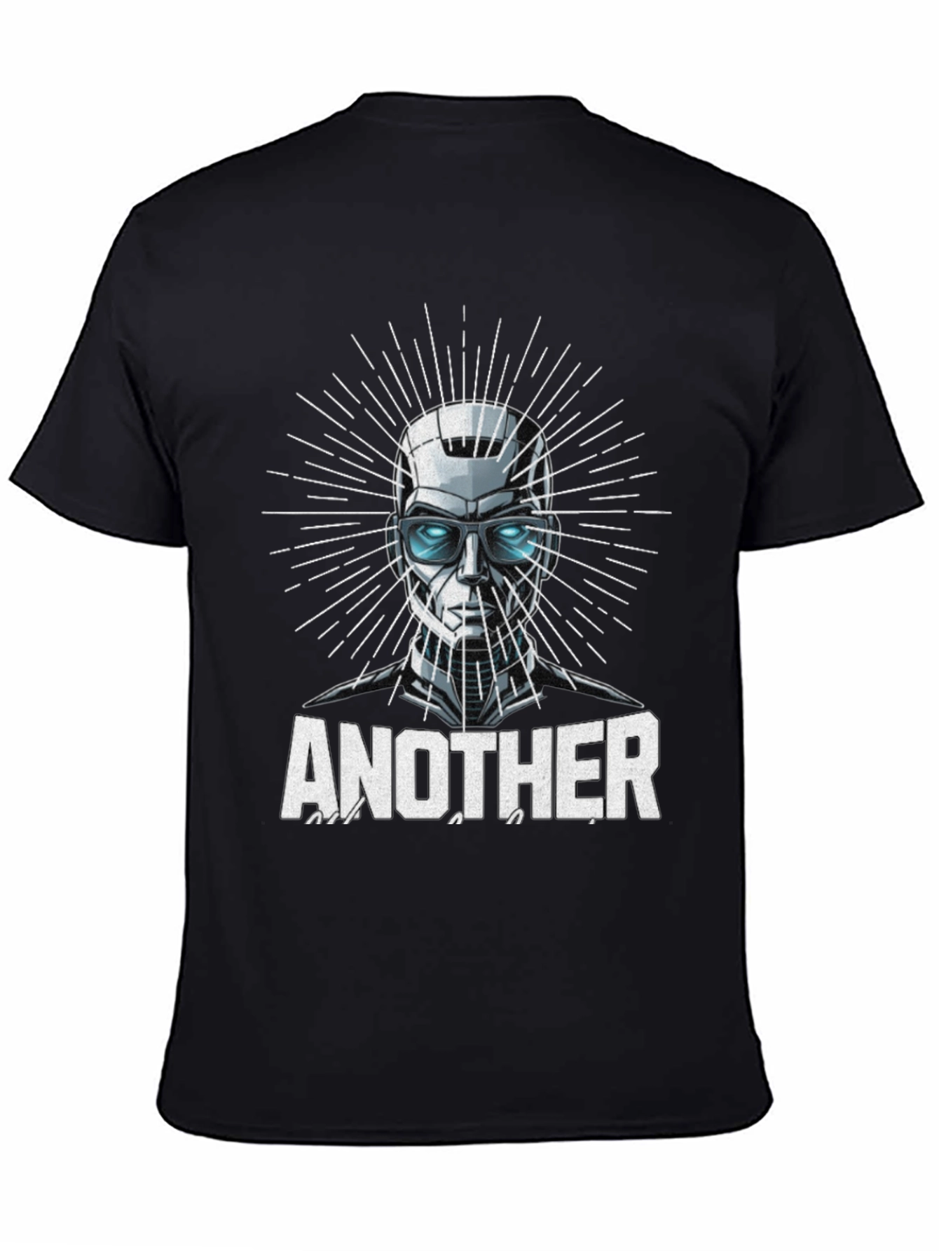 Black Another T-Shirt - Futuristic Robot Design view 4