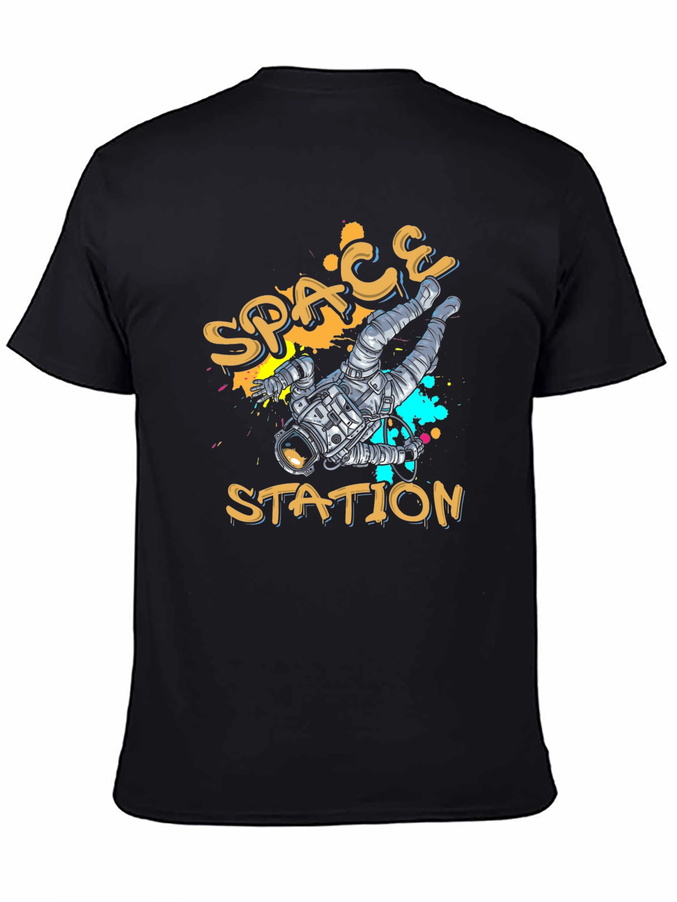 Black Space Station Graphic T-Shirt view 4