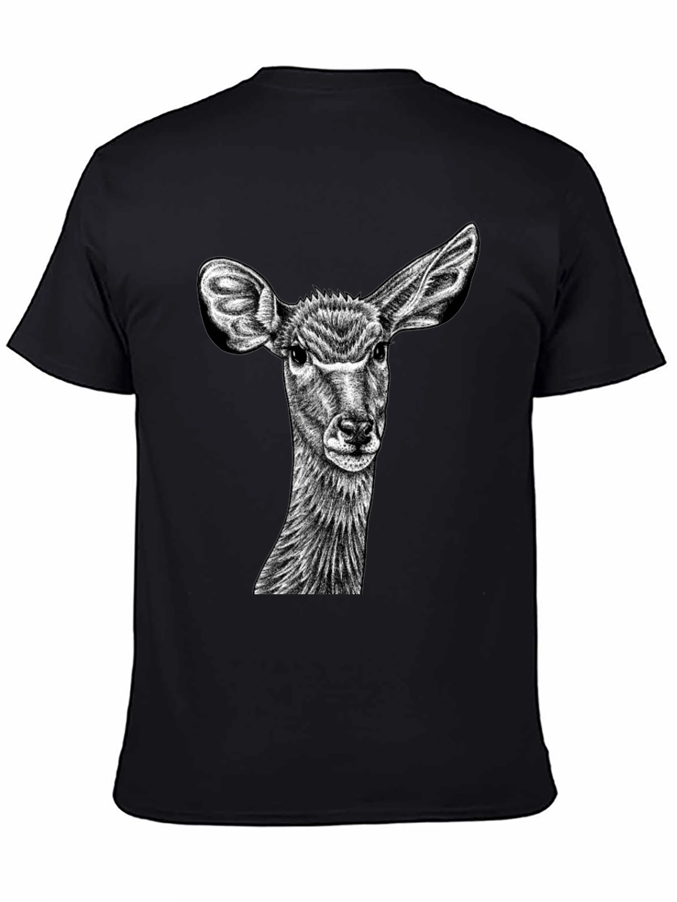 Black Deer Graphic Tee - Unique Animal Print Shirt view 4