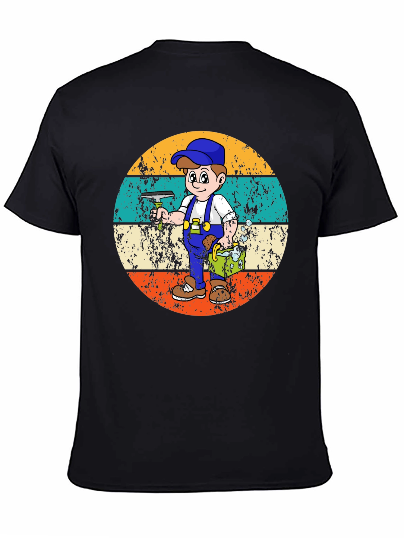 Black Window Washer Retro T-Shirt view 4
