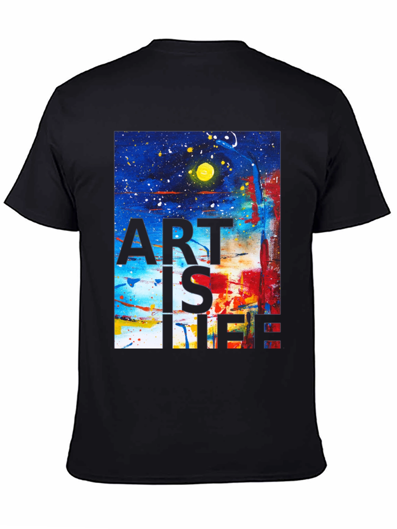 Black Abstract Art is Life Graphic Tee view 4