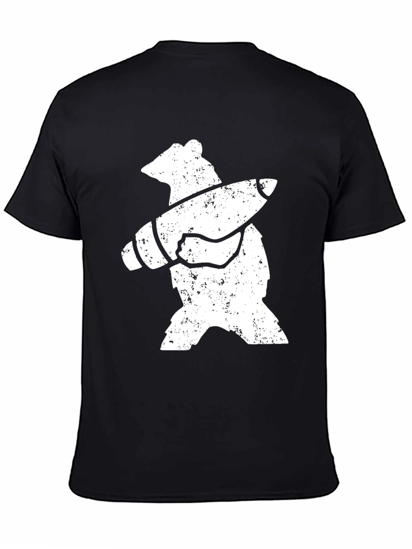 Black Bear with Rocket T-Shirt - Black Cotton Graphic Tee view 4