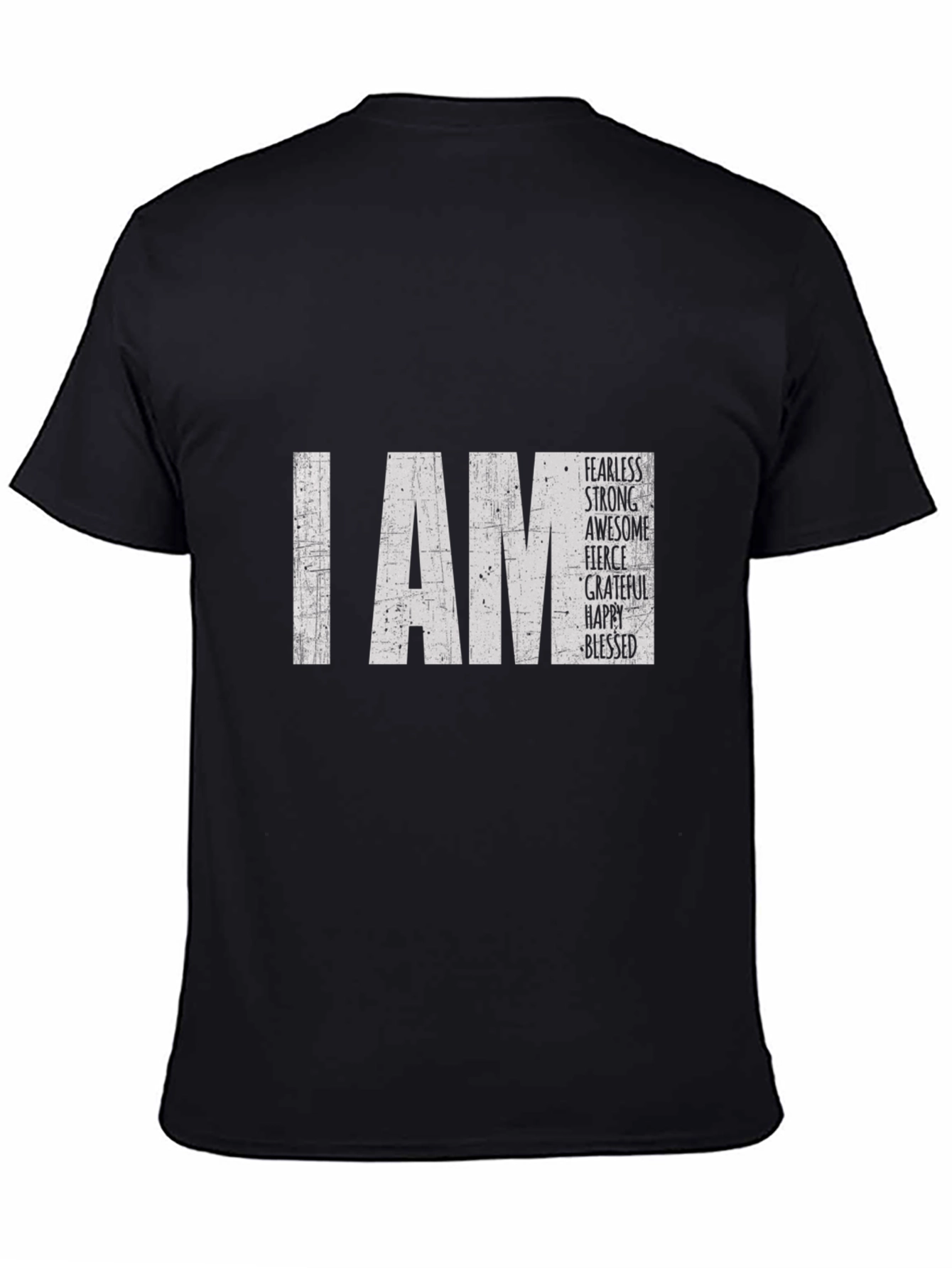 Black I AM Fearless T-Shirt - Inspirational Black Tee view 4