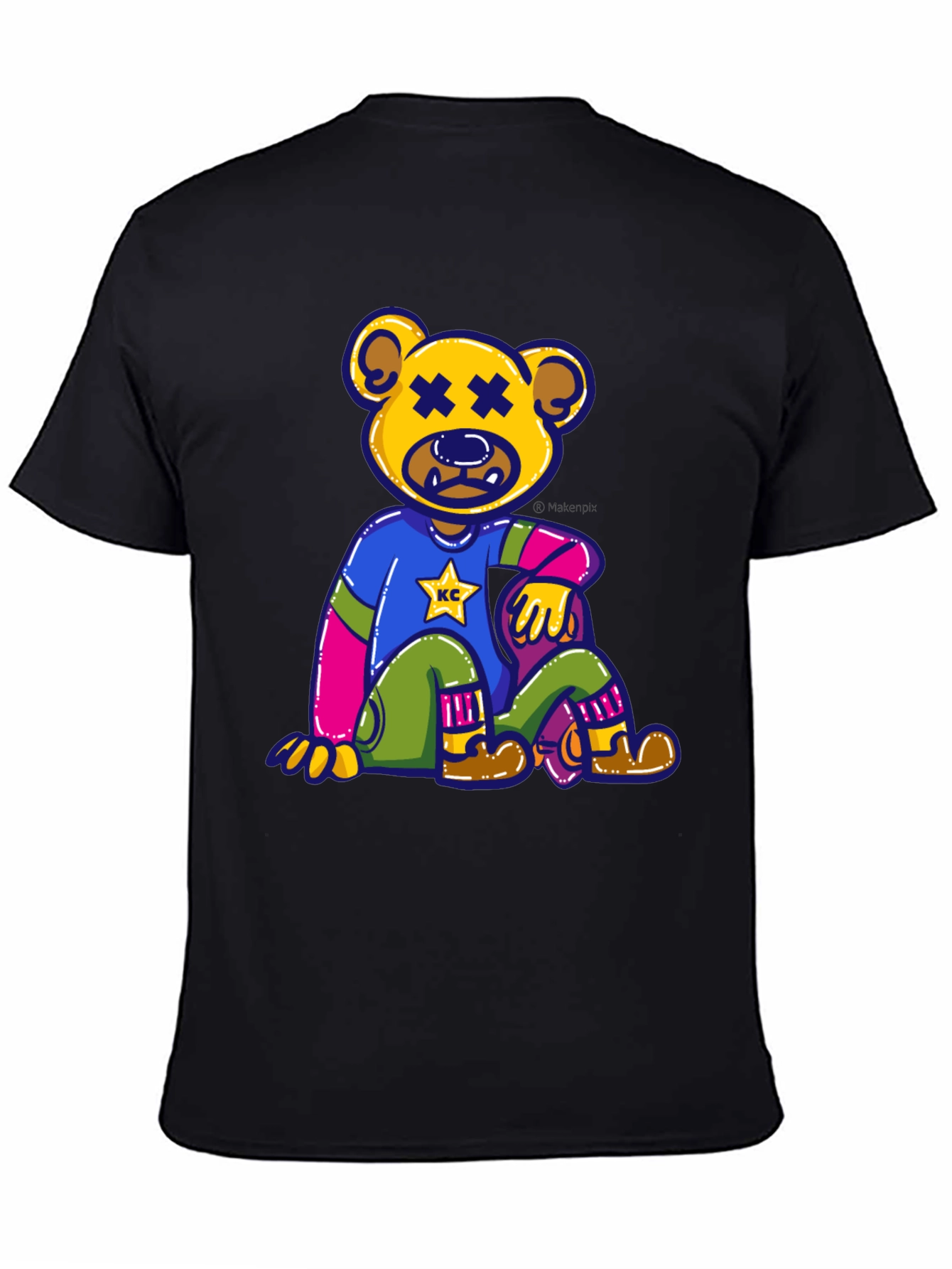 Black Novelty Bear Graphic Tee - Comfortable Cotton Blend view 4