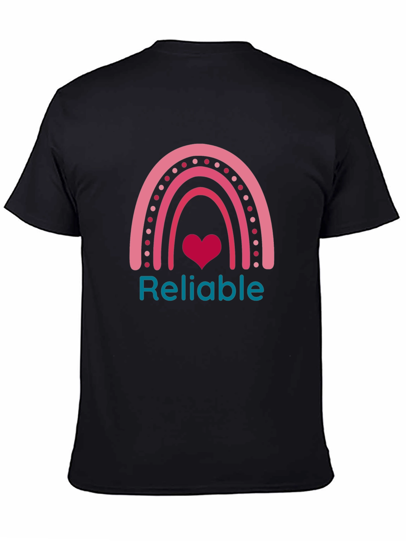 Black Reliable Heart Rainbow Graphic Tee view 4
