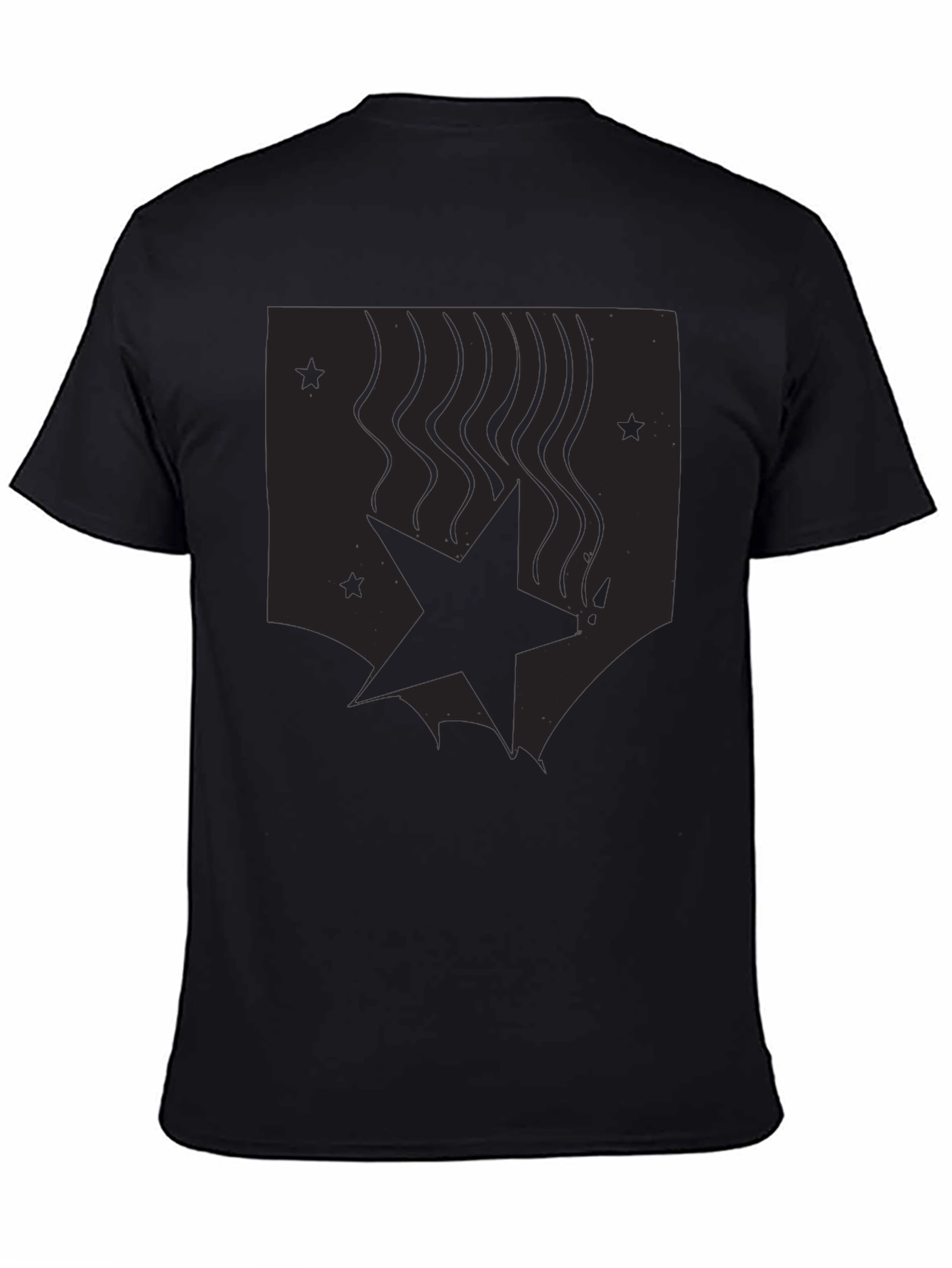 Black Men's Black Graphic Tee - Star Design view 4