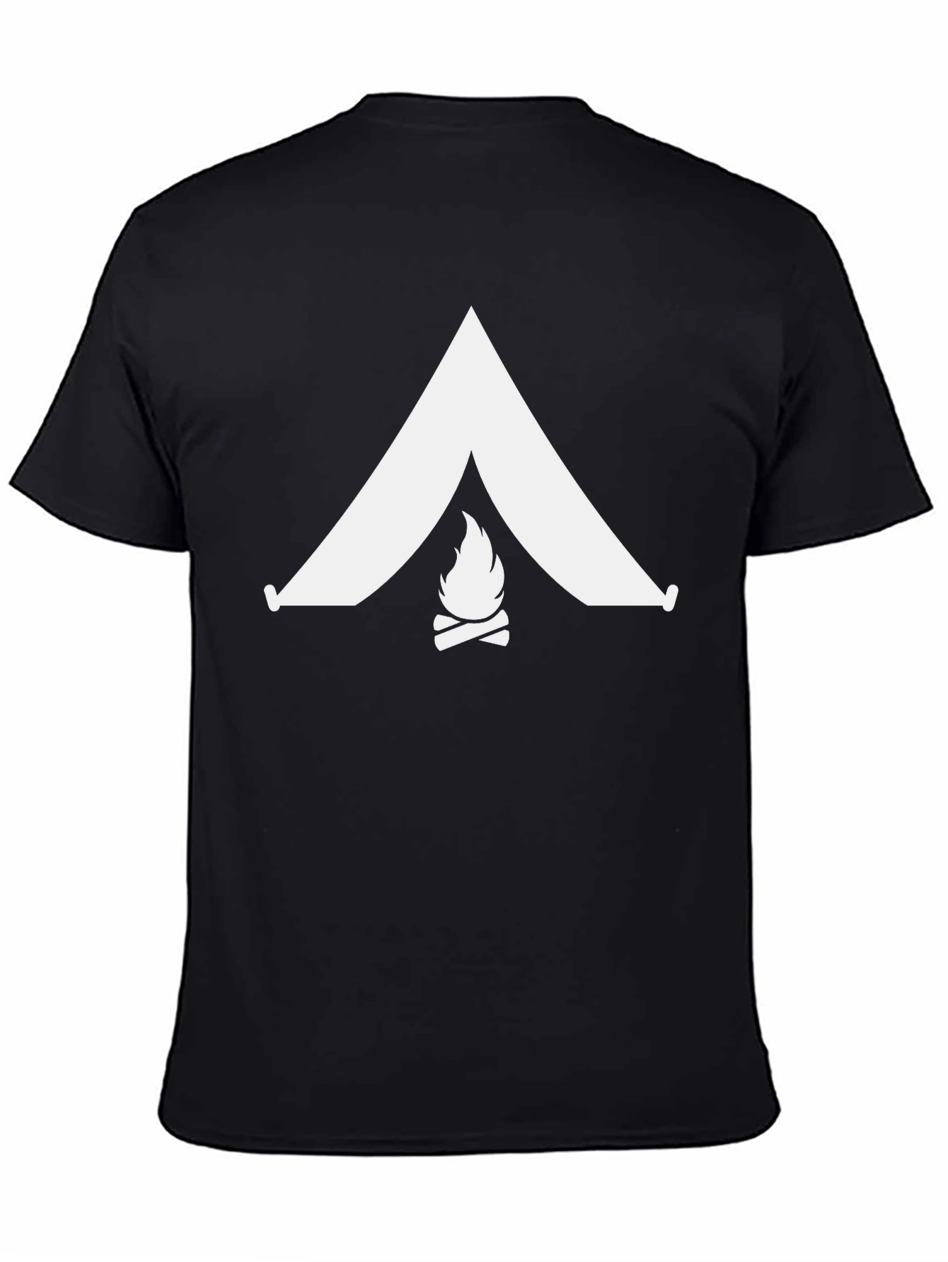 Black Camping Adventure Tee - Tent & Campfire Design view 4