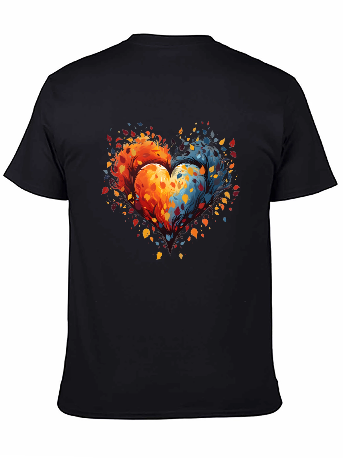 Black Nature Heart Graphic Tee - Trendy Unisex T-Shirt view 4