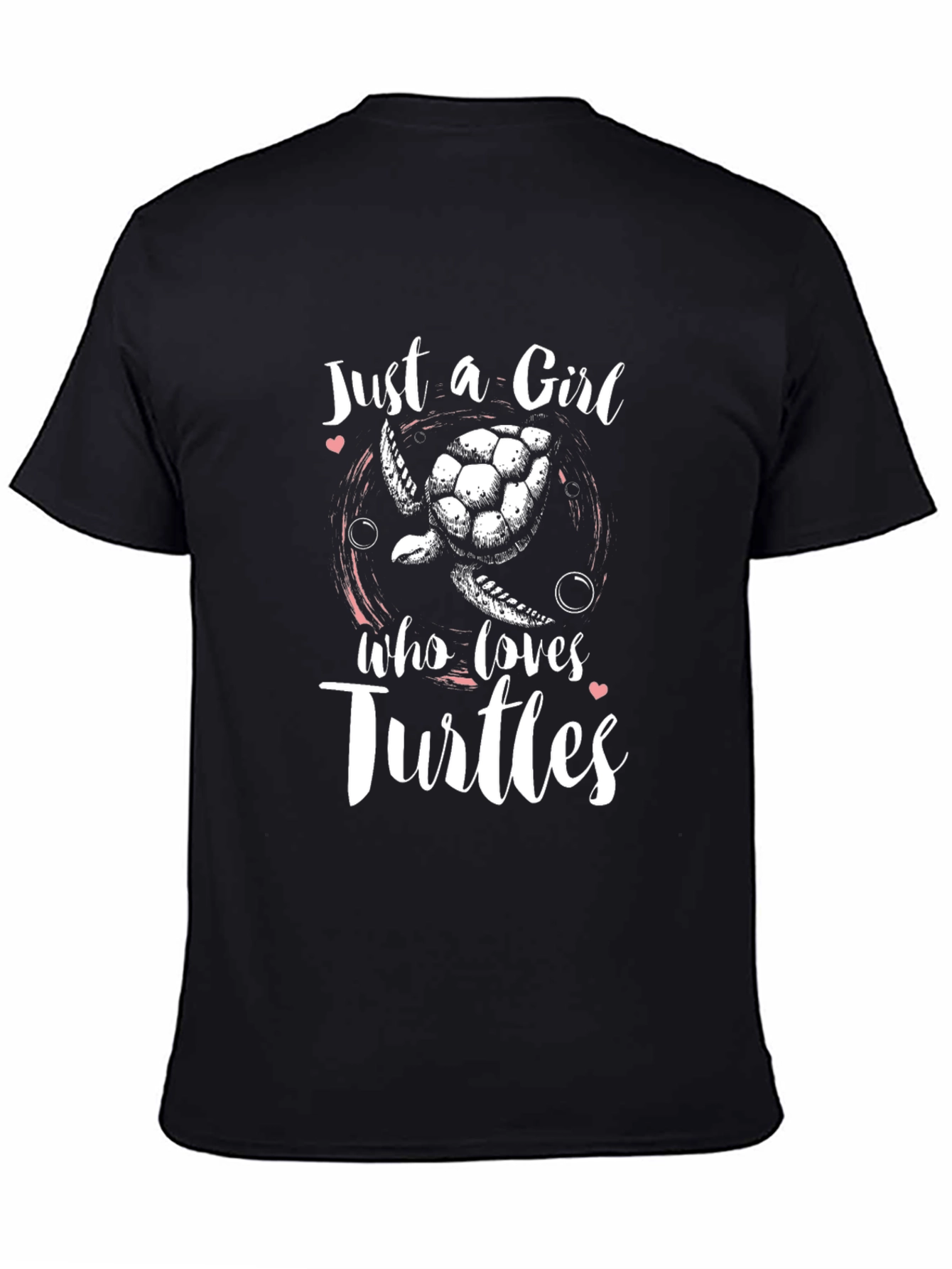 Black Just a Girl Who Loves Turtles T-Shirt view 4