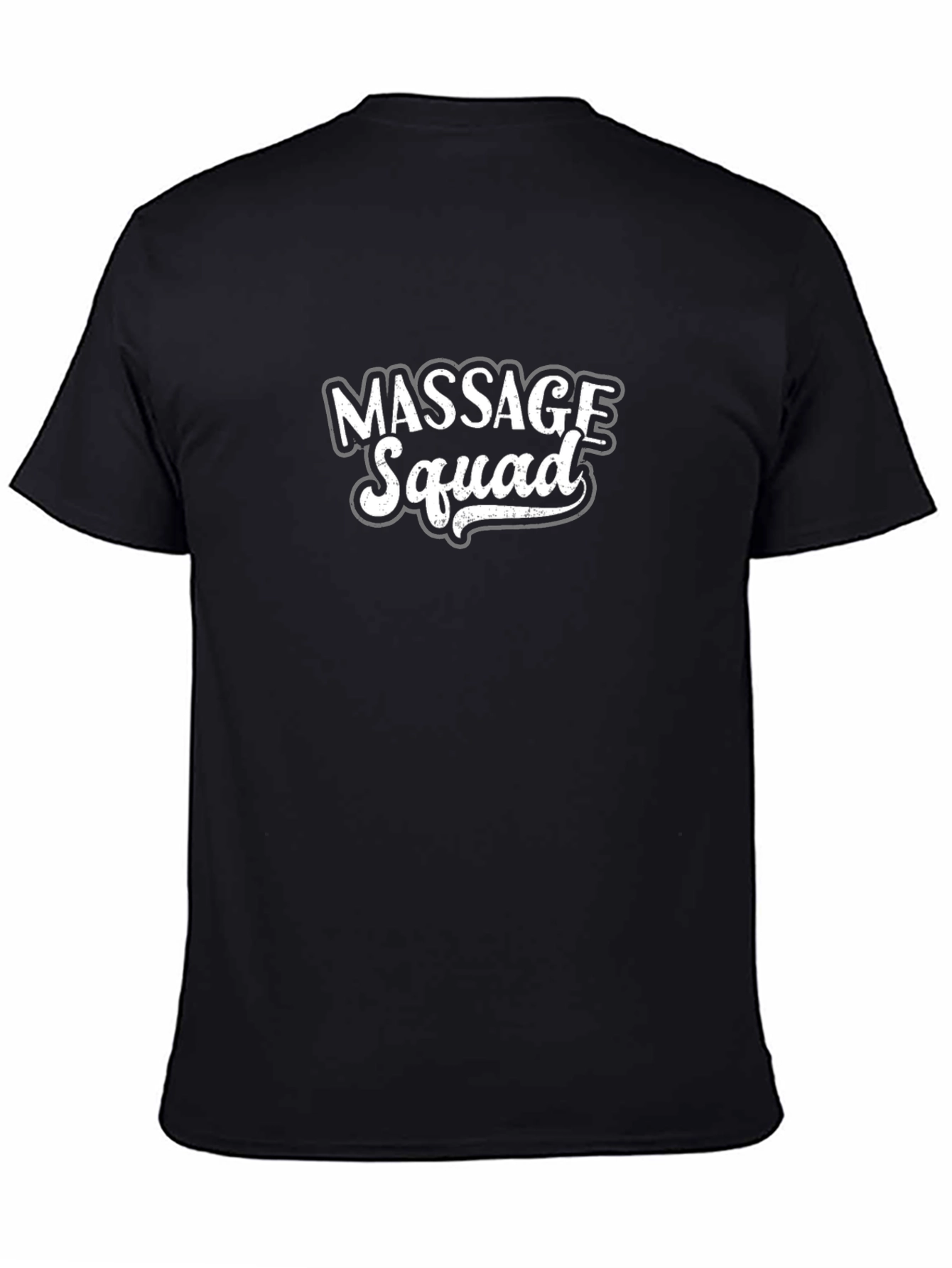 Black Massage Squad Graphic Tee - Black Crew Neck T-Shirt view 4