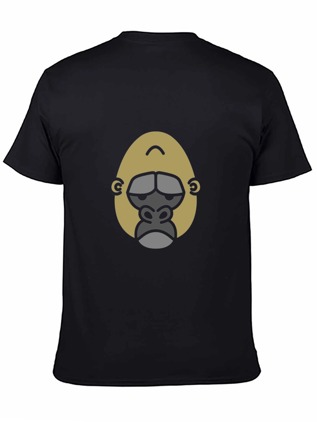 Black Cool Gorilla Face Graphic Print Black T-Shirt view 4