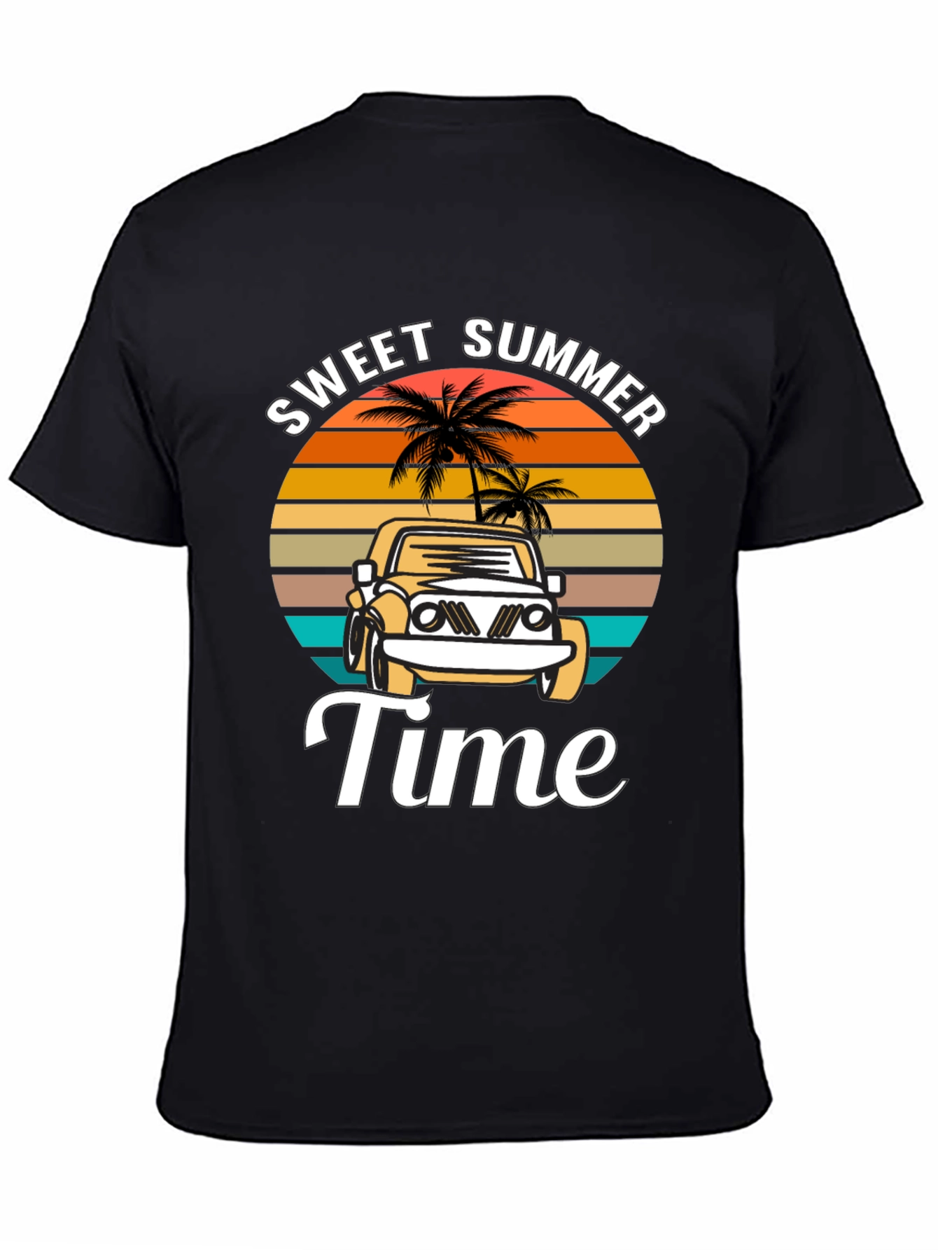 Black Sweet Summer Time Black Graphic T-Shirt view 4
