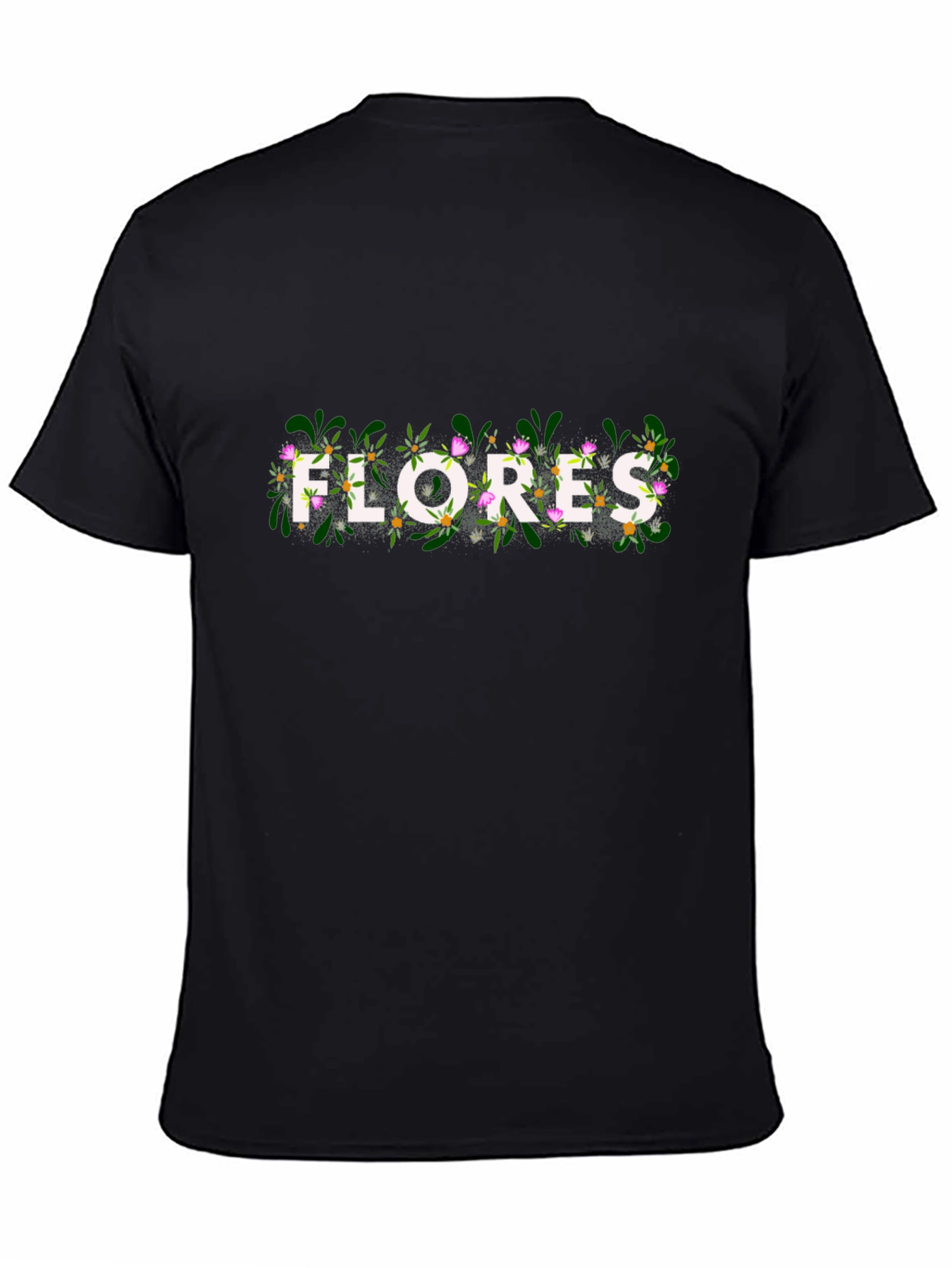Black Floral Flores Graphic Black T-Shirt view 4