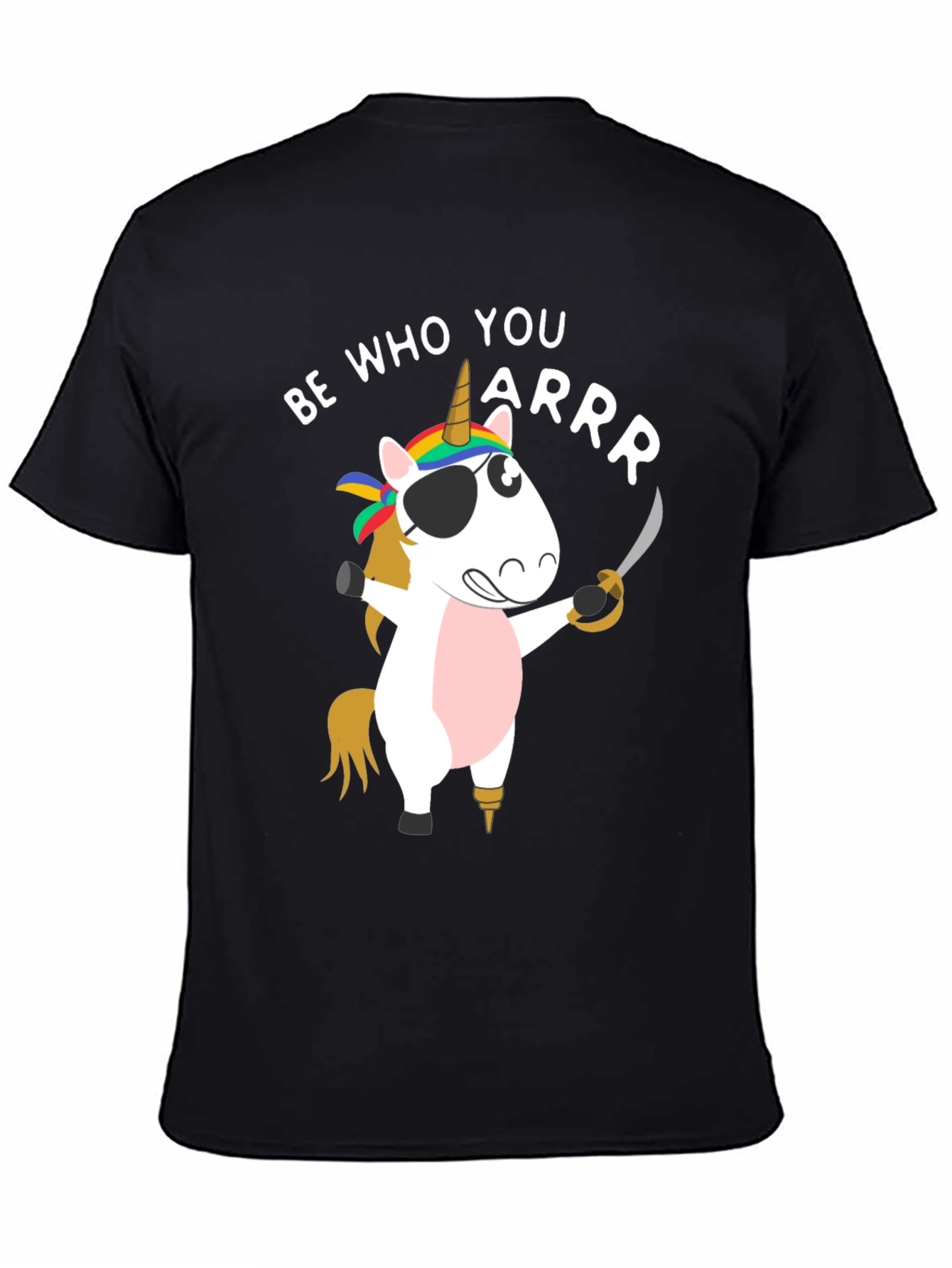 Black Be Who You Arrr Unicorn Pirate Men's T-Shirt view 4