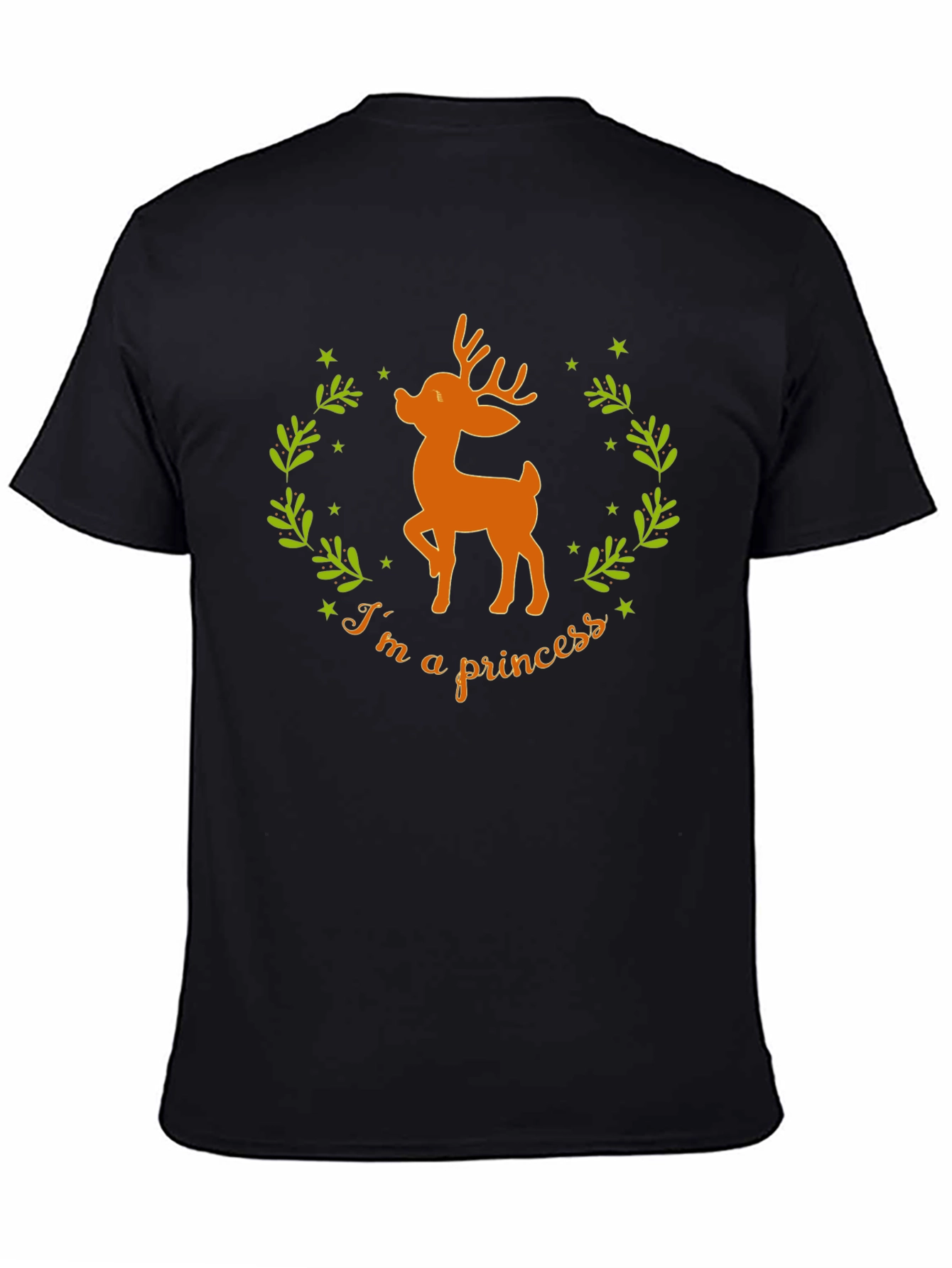 Black Deer Princess Graphic Tee - Black Cotton T-Shirt view 4