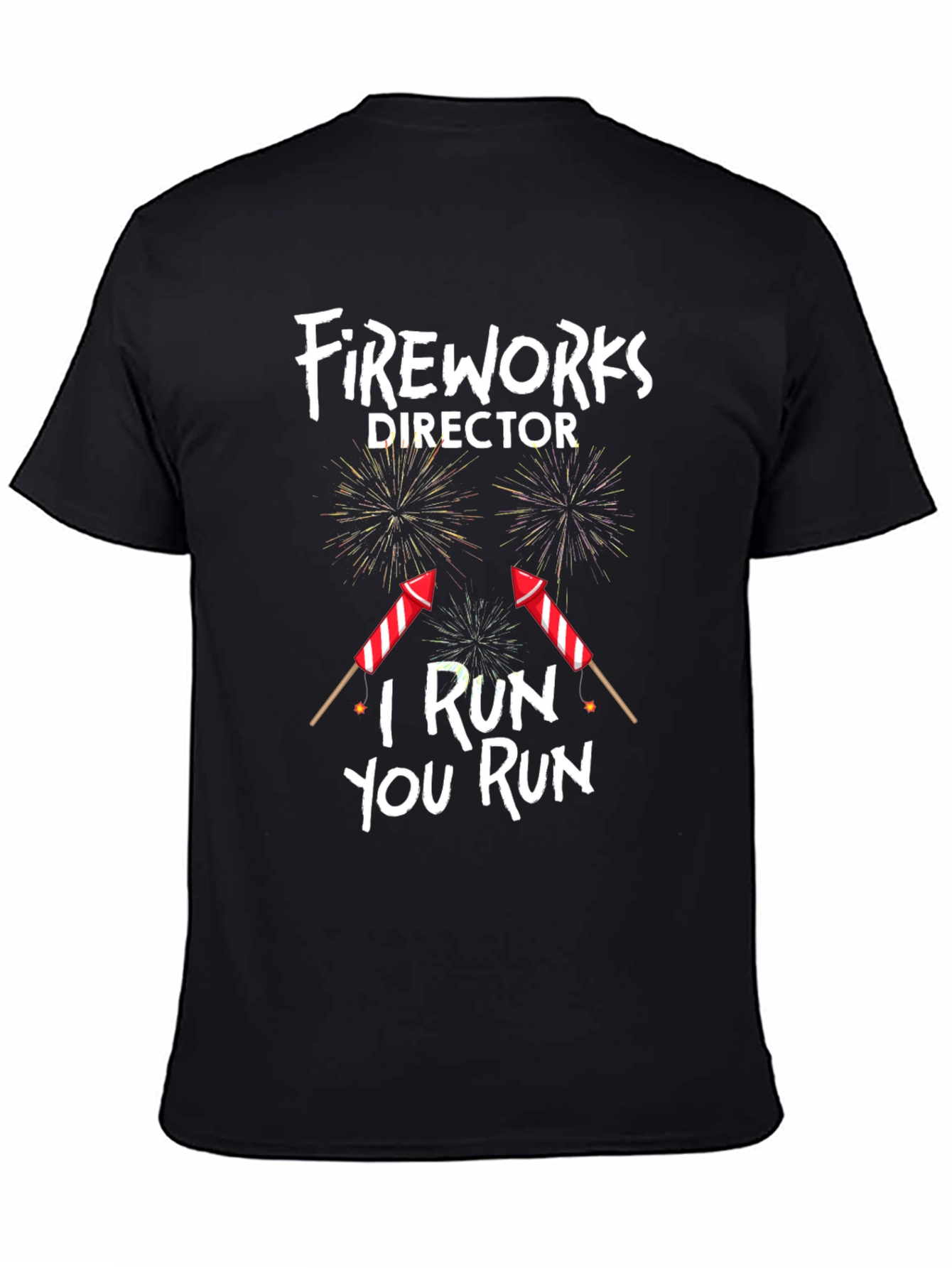Black Fireworks Director Funny T-Shirt view 4