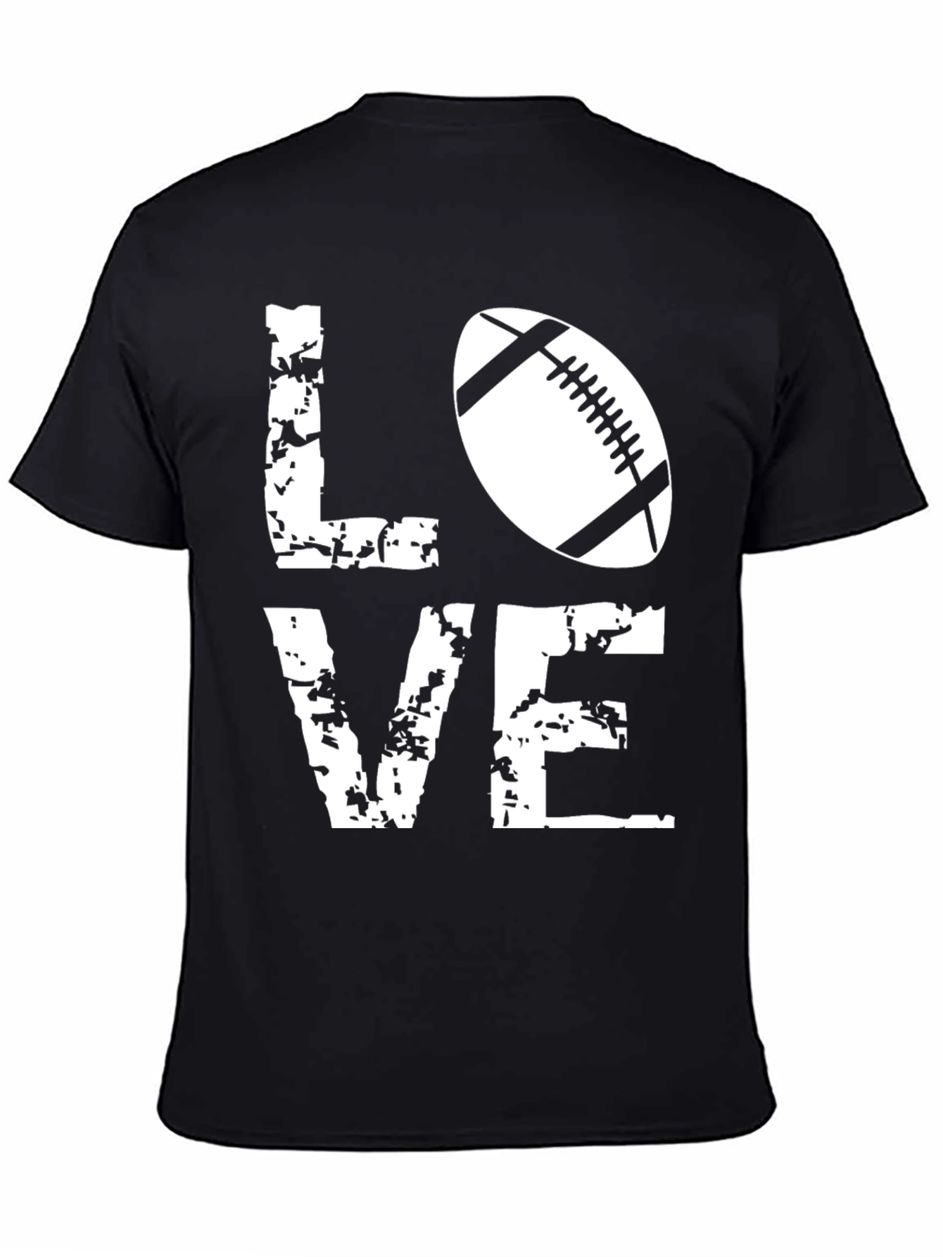 Black Love Football Graphic T-Shirt - Black view 4