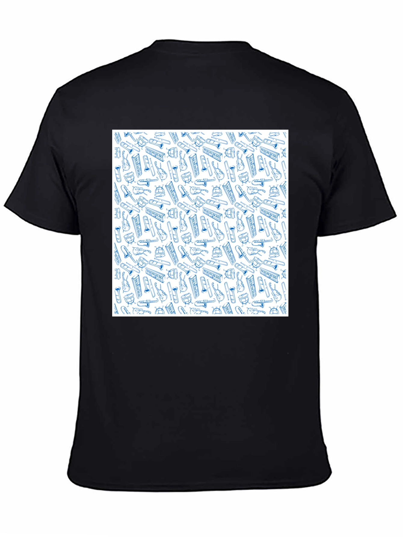 Black Music Instrument Pattern Tee - Black view 4