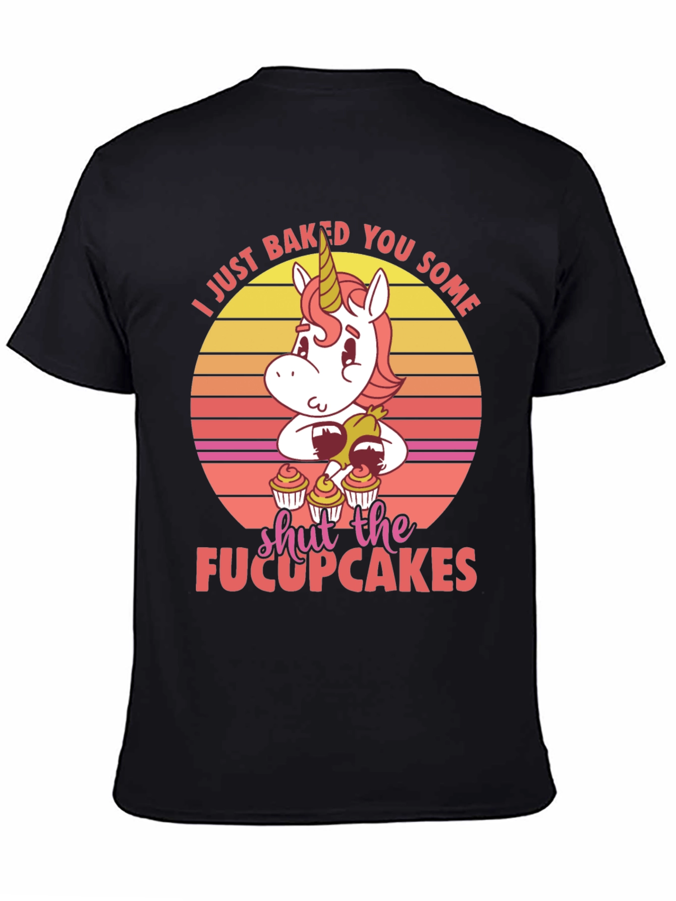 Black Unicorn Cupcake Graphic T-Shirt view 4