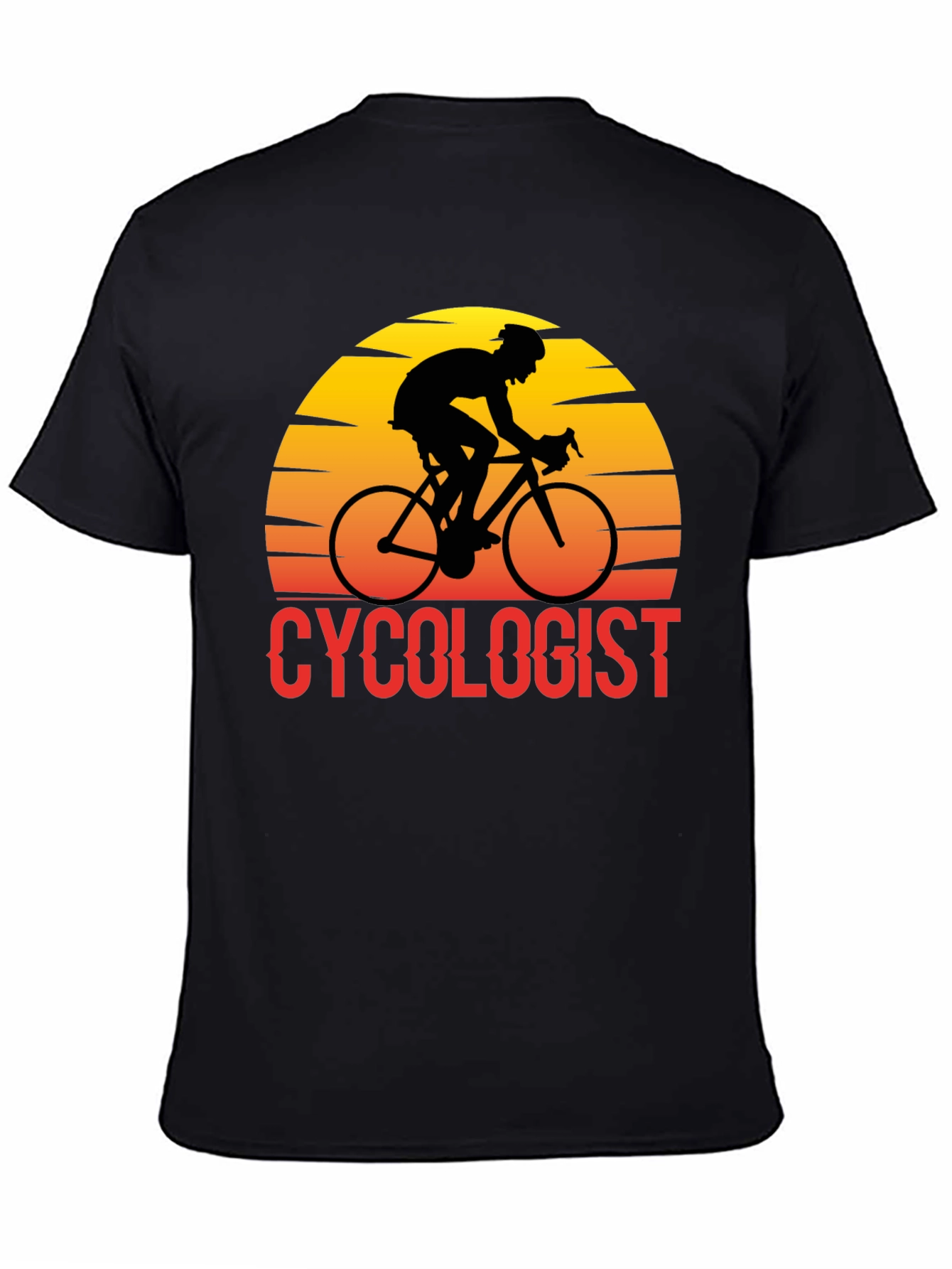 Black Cyclologist T-Shirt - Retro Cyclist Design view 4
