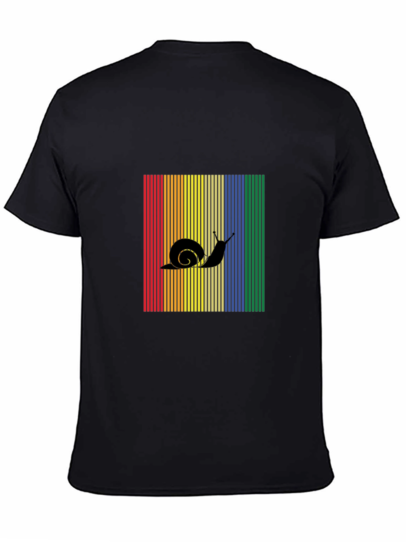 Black Snail Silhouette Rainbow Striped T-Shirt view 4