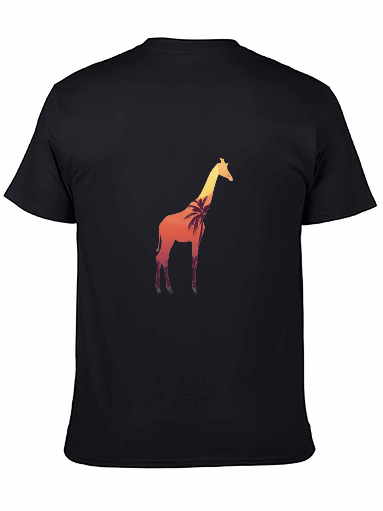 Black Giraffe Sunset Graphic T-Shirt view 4