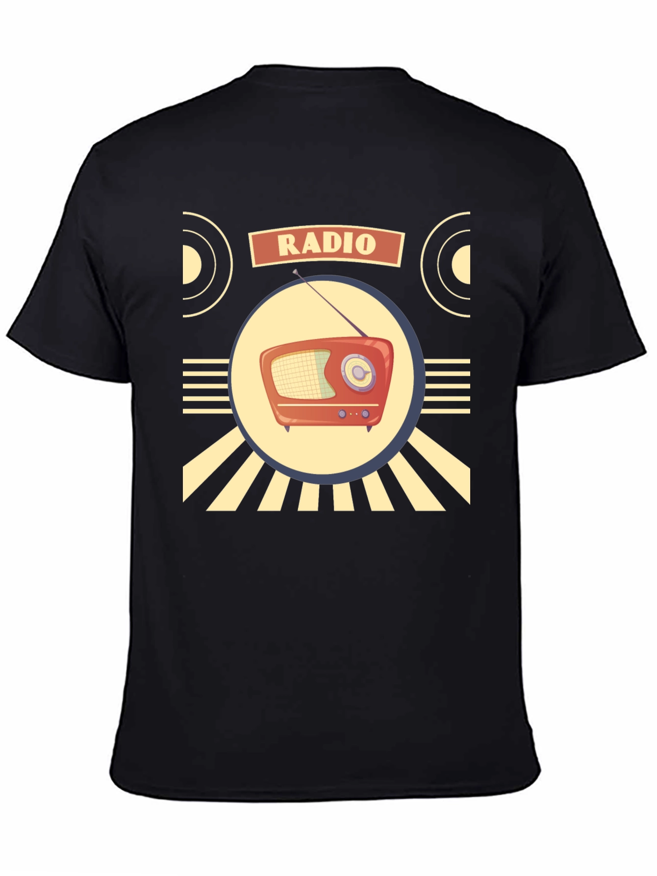 Black Retro Radio T-Shirt - Vintage Style Graphic Tee view 4