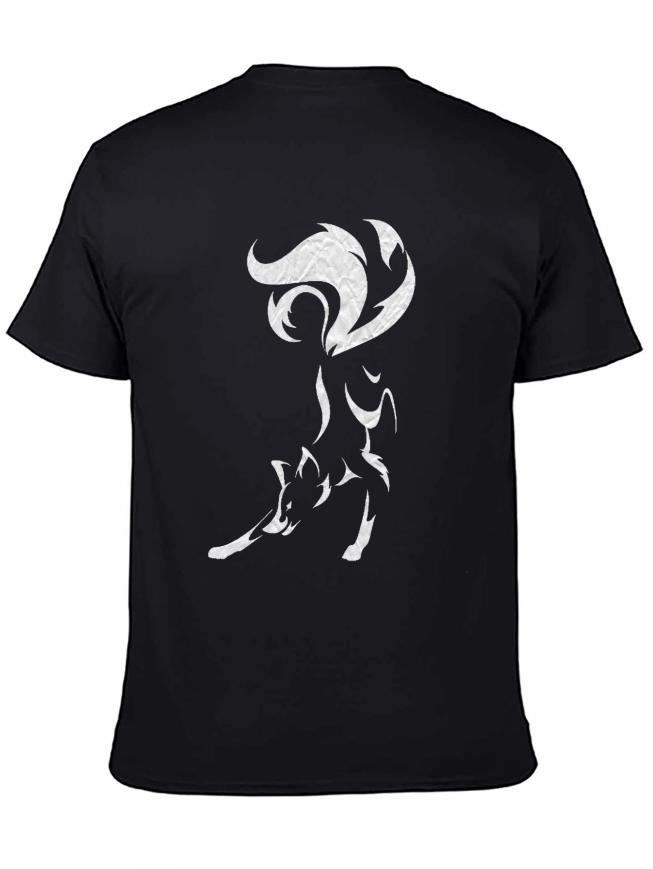 Black Stylish Fox Graphic Tee - Black Cotton Blend view 4