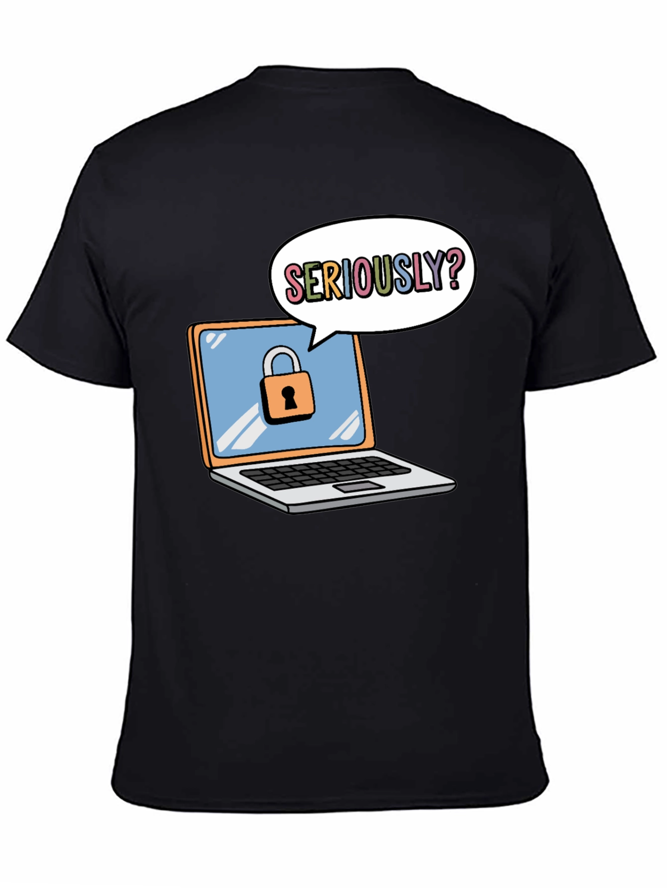 Black Funny Security Laptop T-Shirt view 4