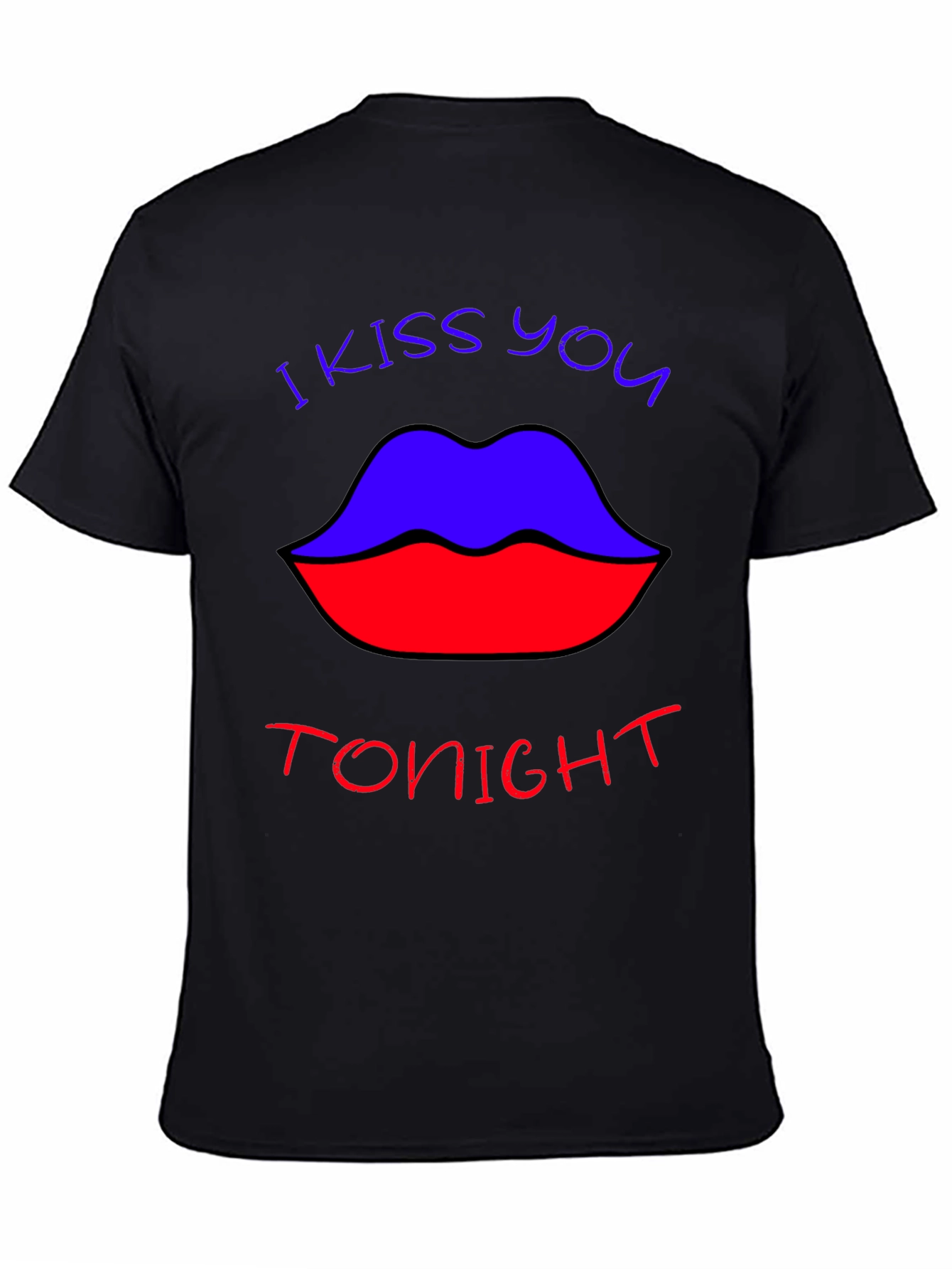 Black I Kiss You Tonight Graphic Tee - Bold Lip Design view 4