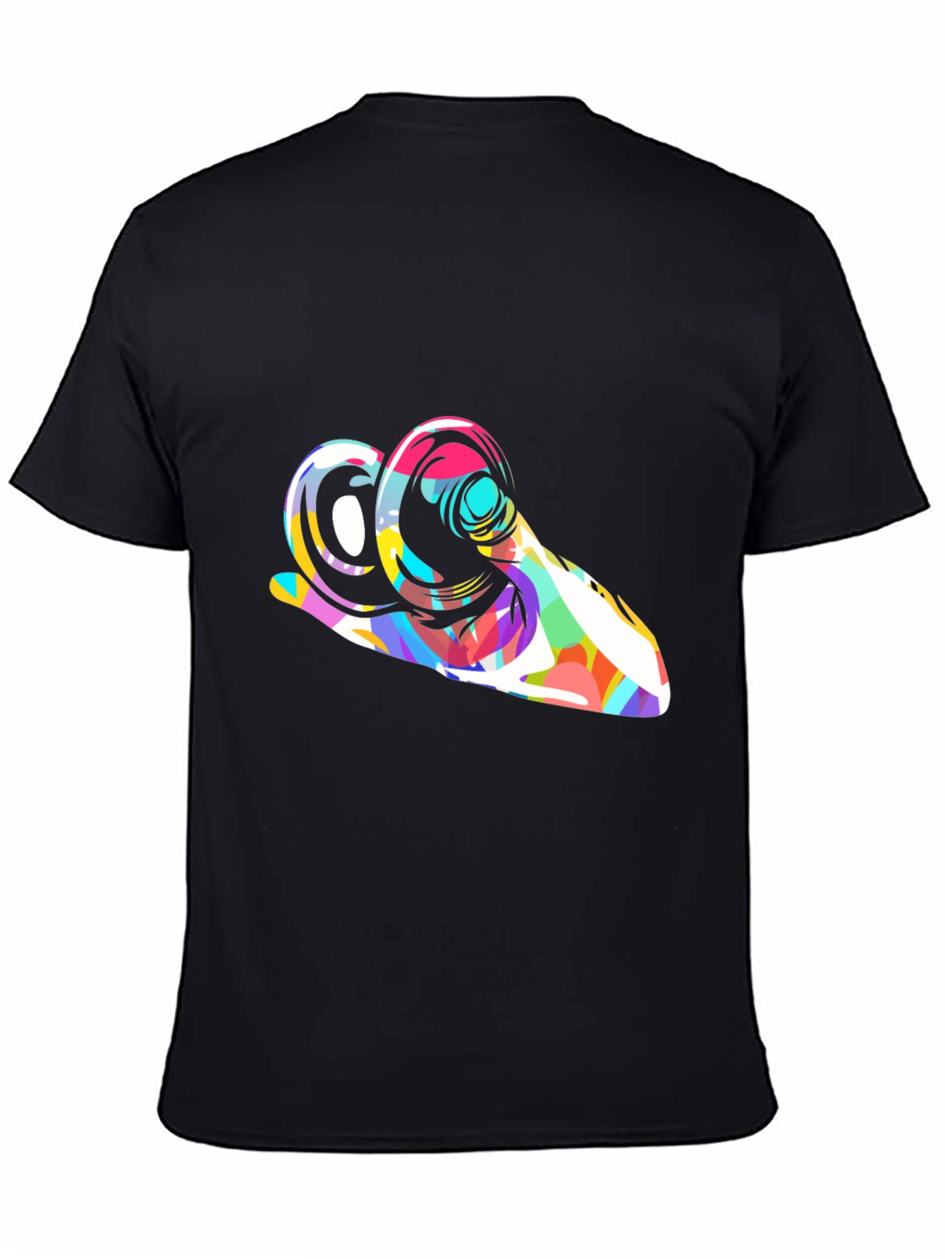 Black Abstract Ram Graphic Tee - Modern Art Shirt view 4