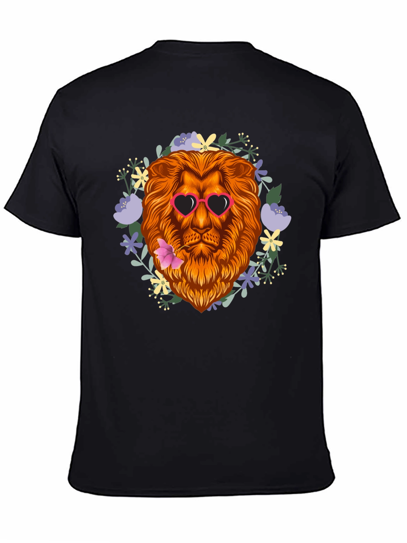 Black Lion Heart Sunglasses Graphic Tee view 4