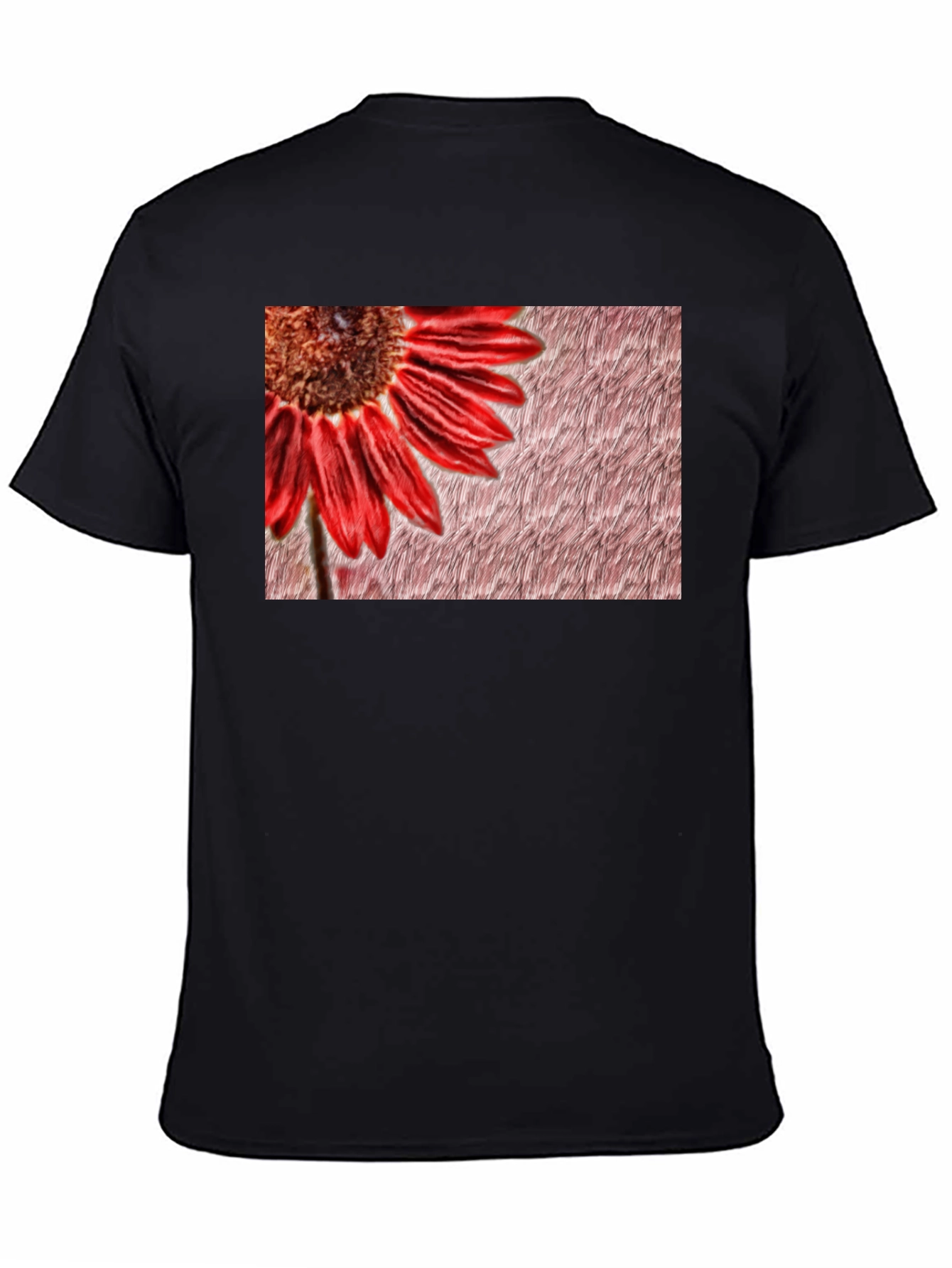 Black Red Flower Graphic Print Black Tee view 4