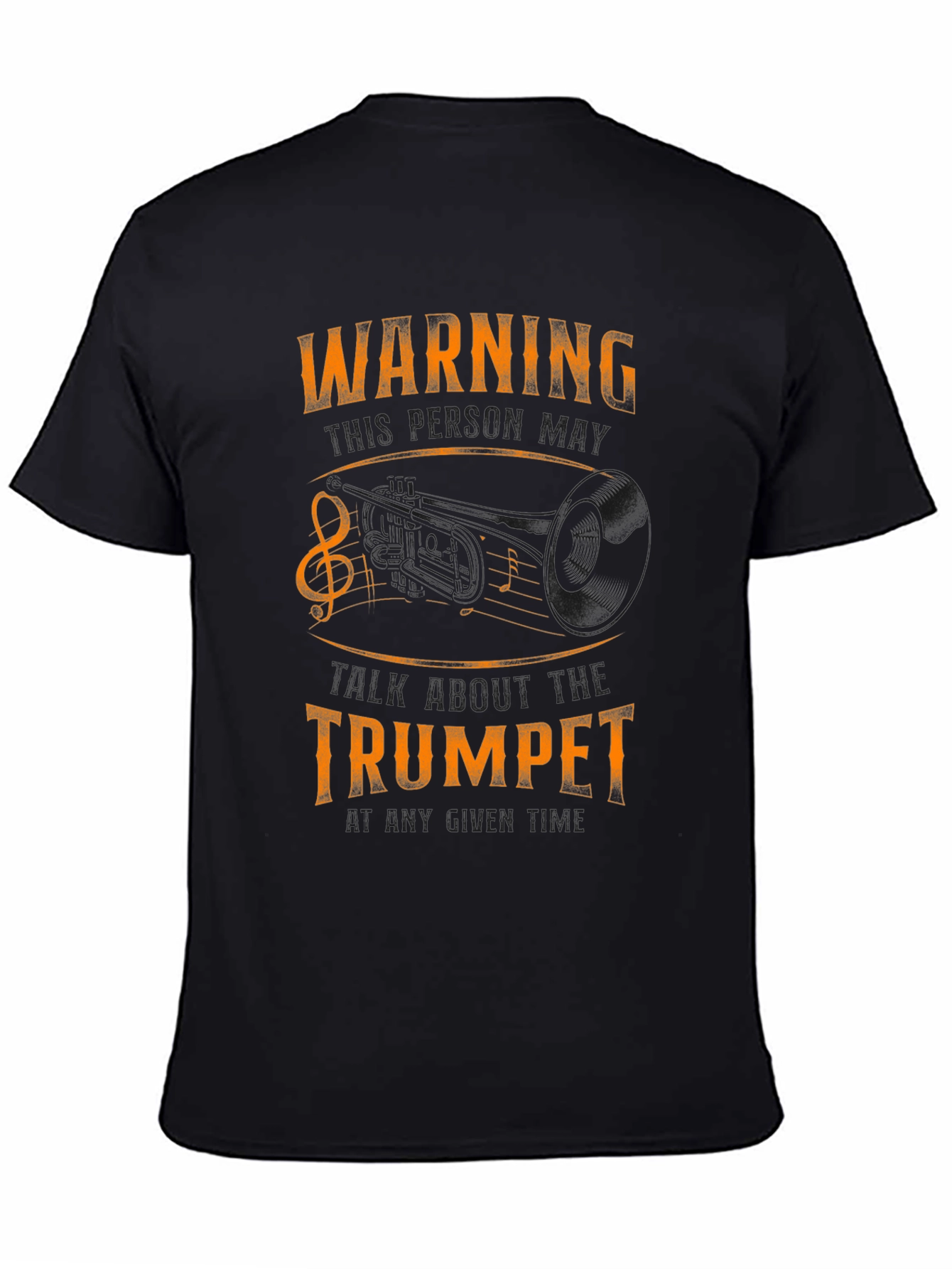Black Warning May Spontaneously Talk About Trumpet - Black T-Shirt view 4