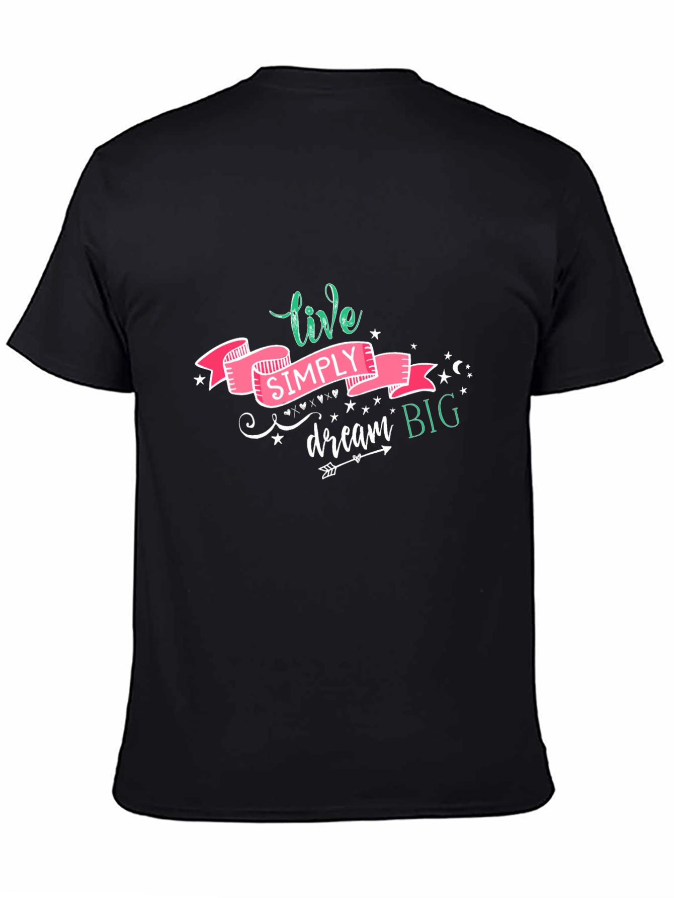 Live Simply Dream Big Graphic Tee - Black Casual T-Shirt - 4