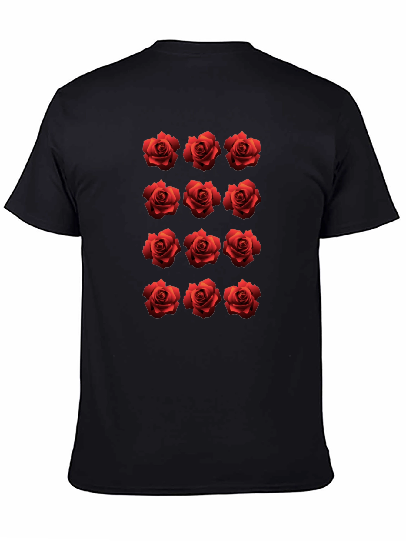 Black Rose Pattern Black T-Shirt view 4