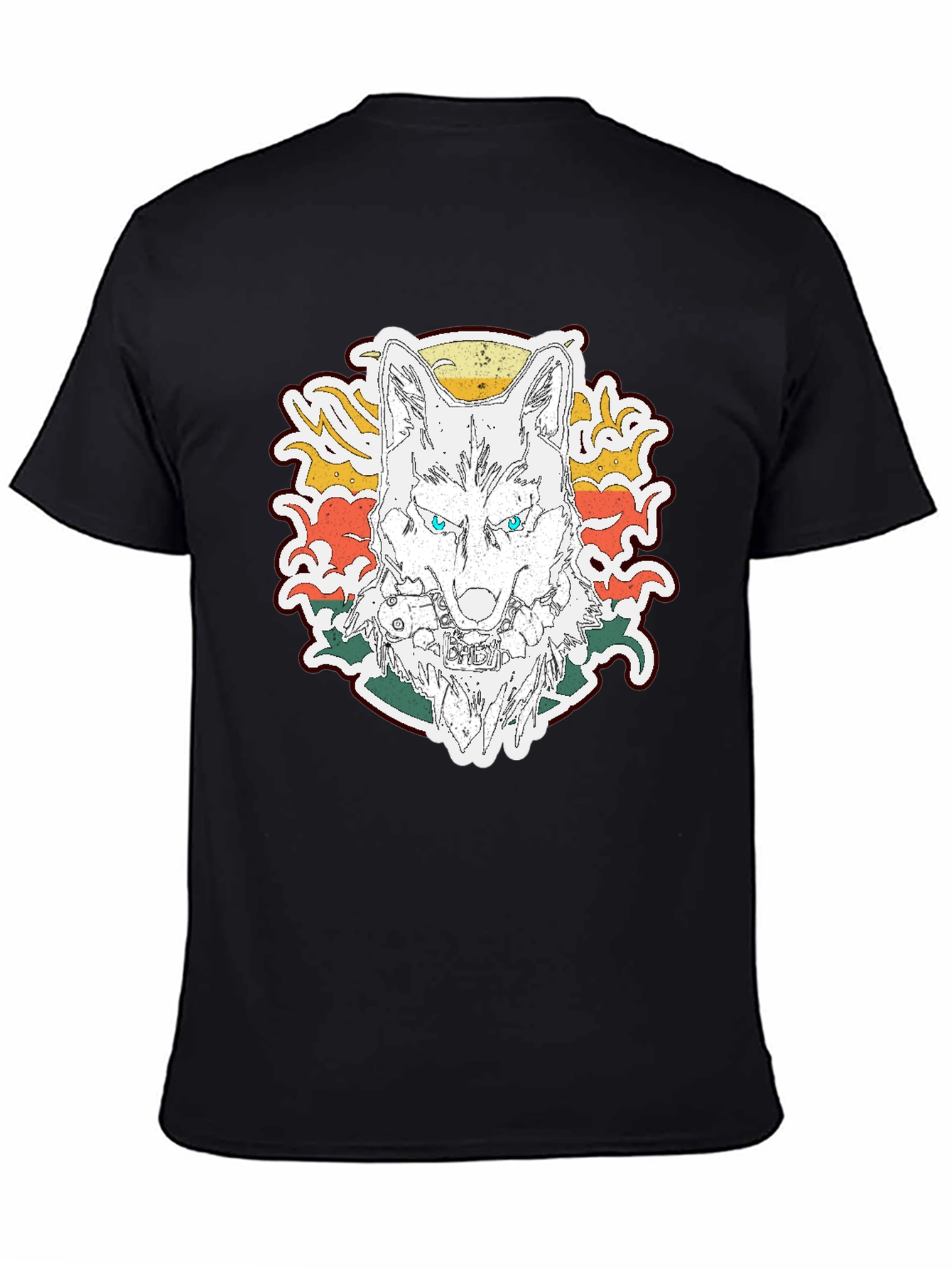 Black Wolf Graphic Print T-Shirt - Short Sleeve Black Tee view 4