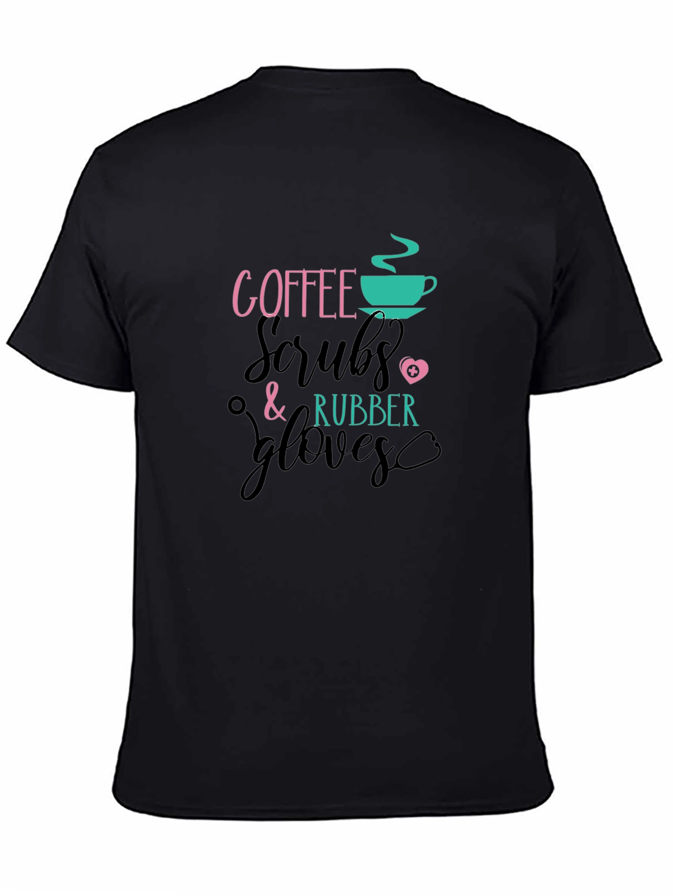 Black Coffee Scrubs Rubber Gloves T-Shirt view 4