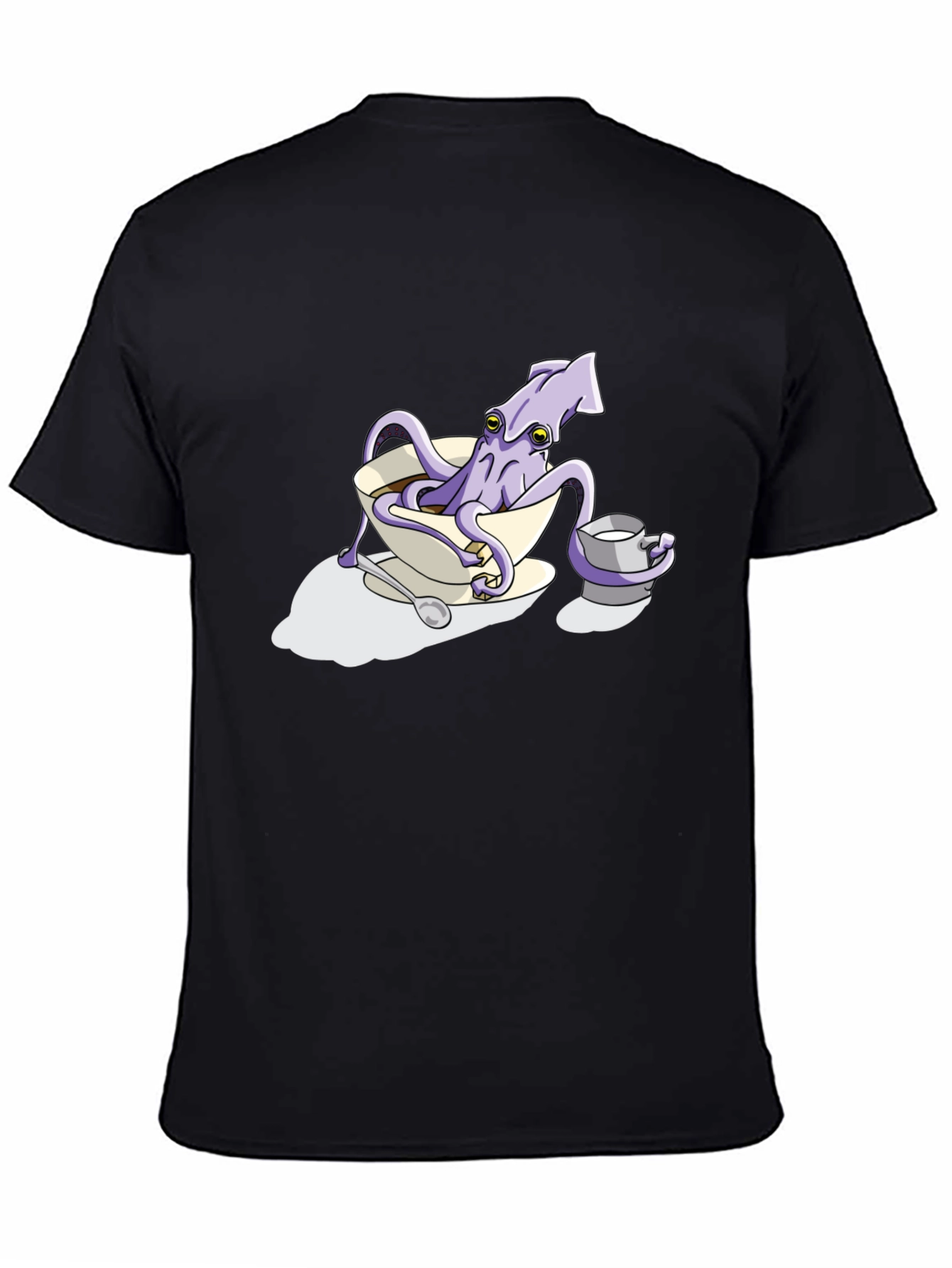Black Squid in a Teacup Graphic Tee view 4