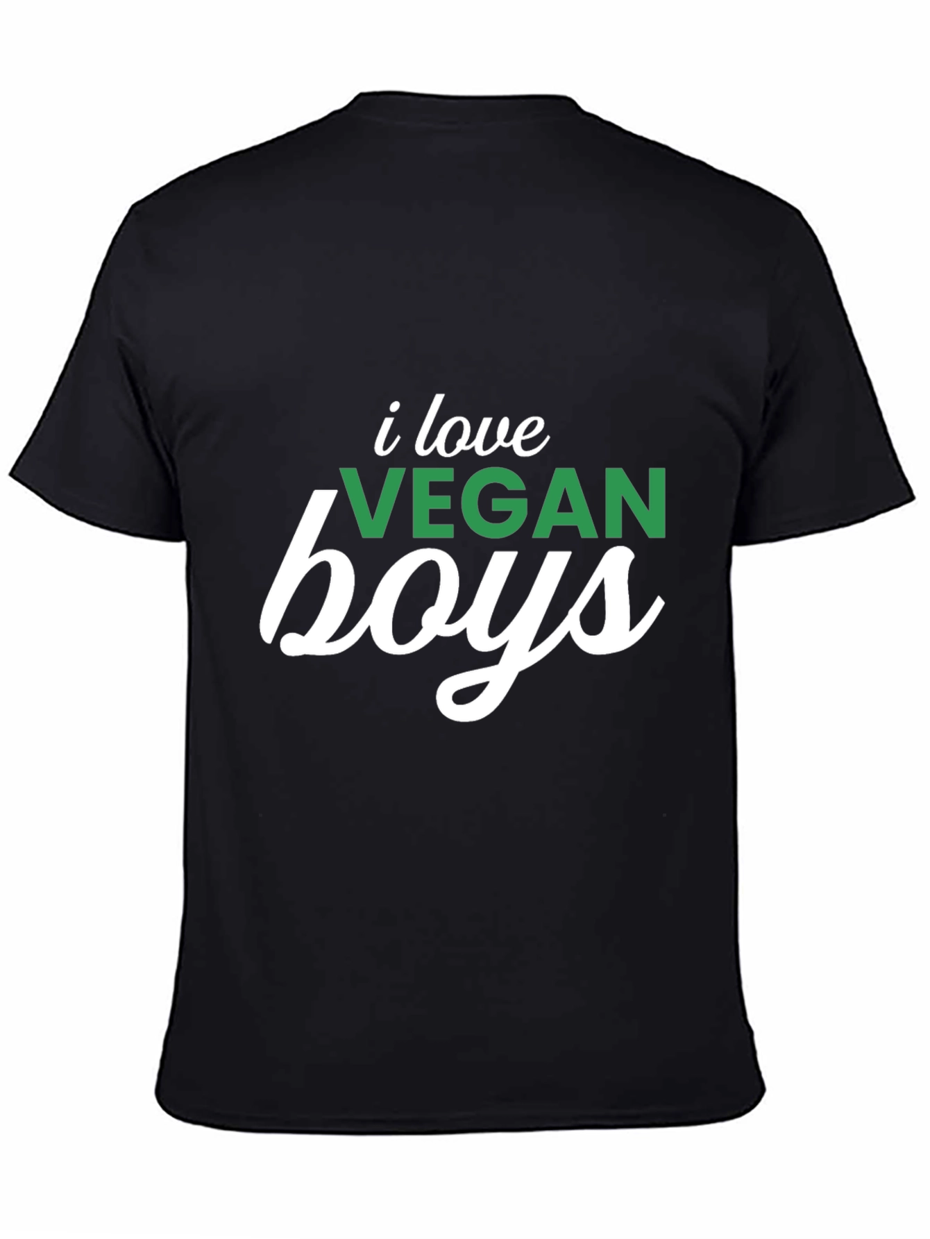 Black I Love Vegan Boys Graphic Tee - Unisex view 4