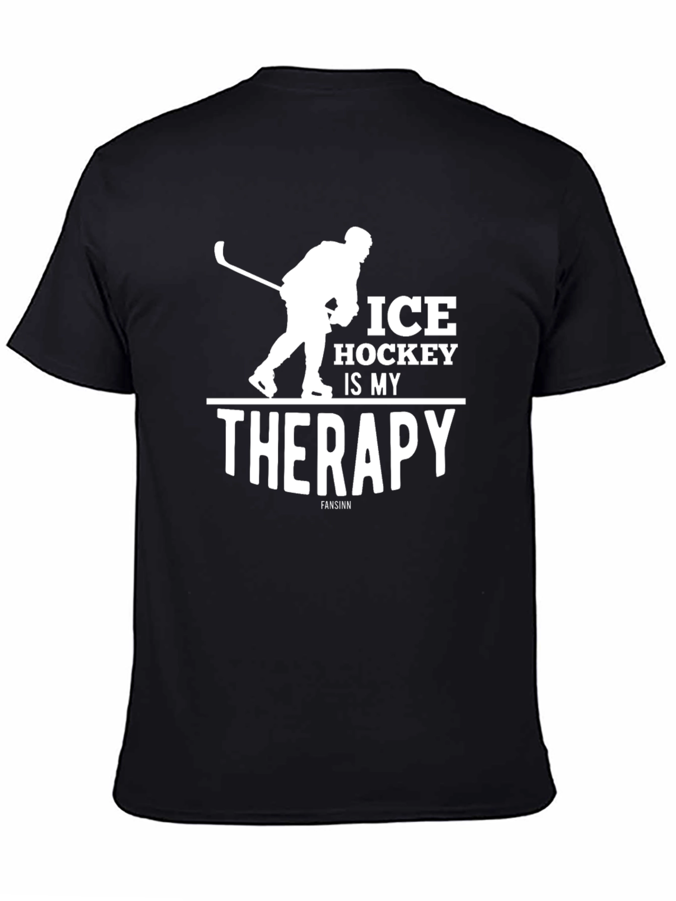 Black Ice Hockey Is My Therapy Black T-Shirt view 4