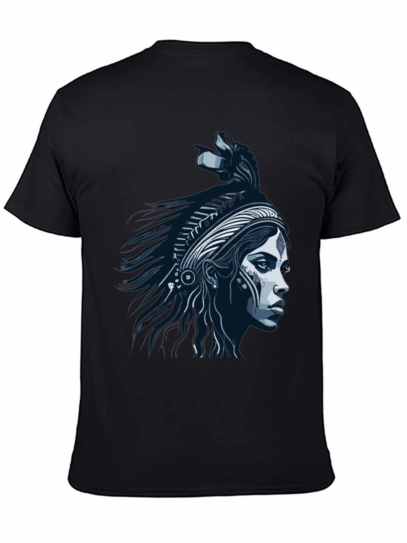 Black Native Headdress Graphic Tee - Black Cotton T-Shirt view 4