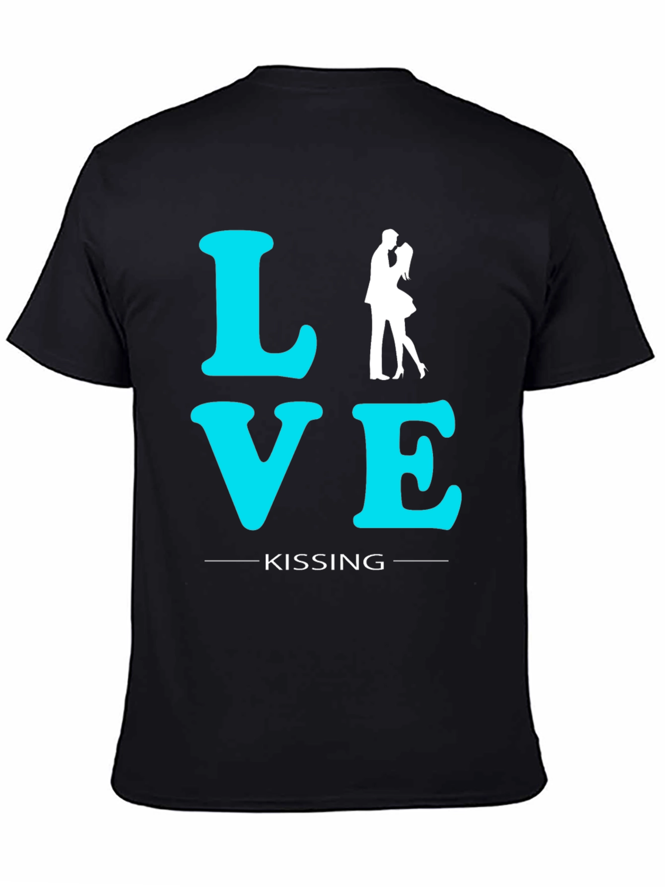 Black Love Kissing Graphic Tee - Black Cotton T-Shirt view 4
