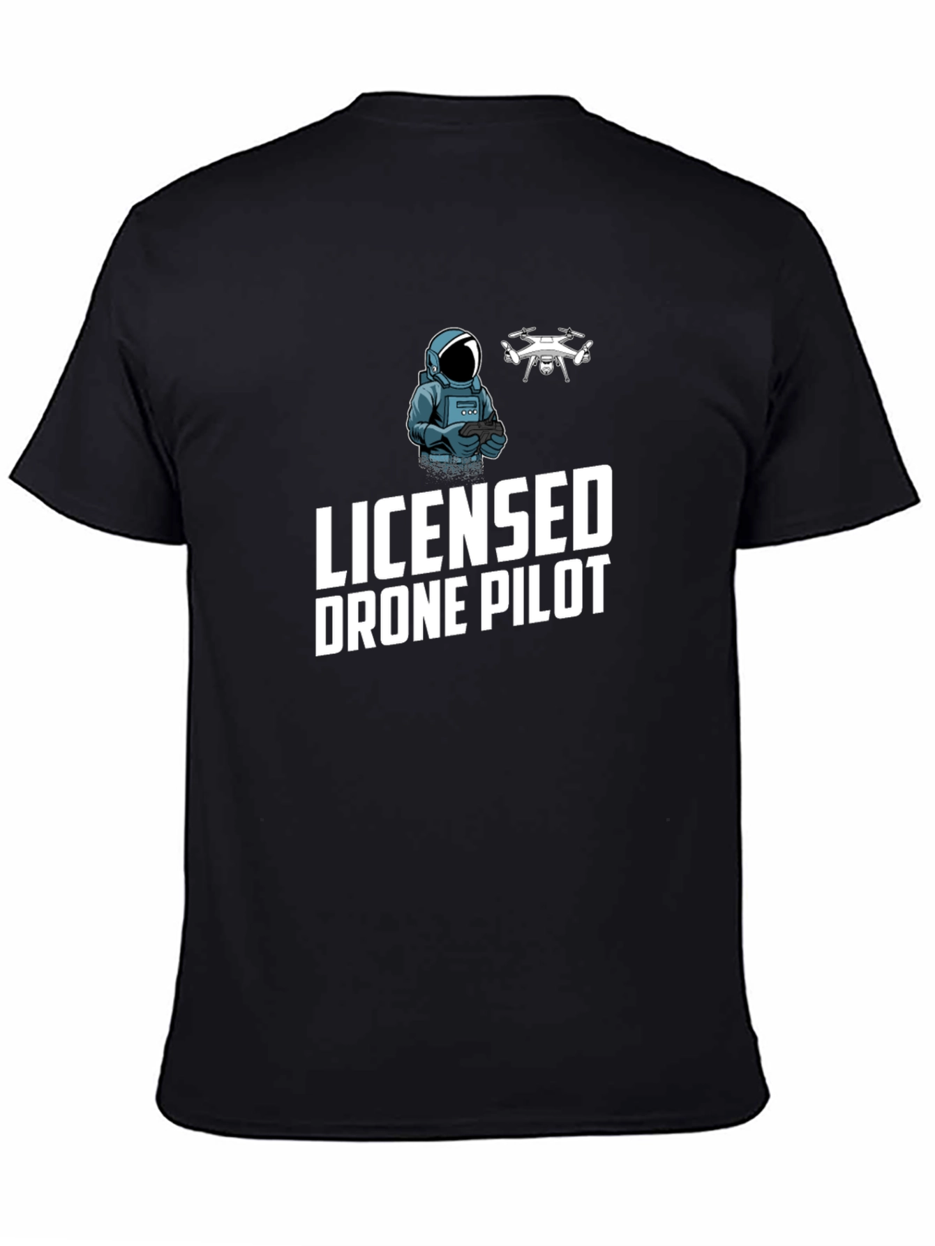 Black Licensed Drone Pilot Graphic T-Shirt view 4