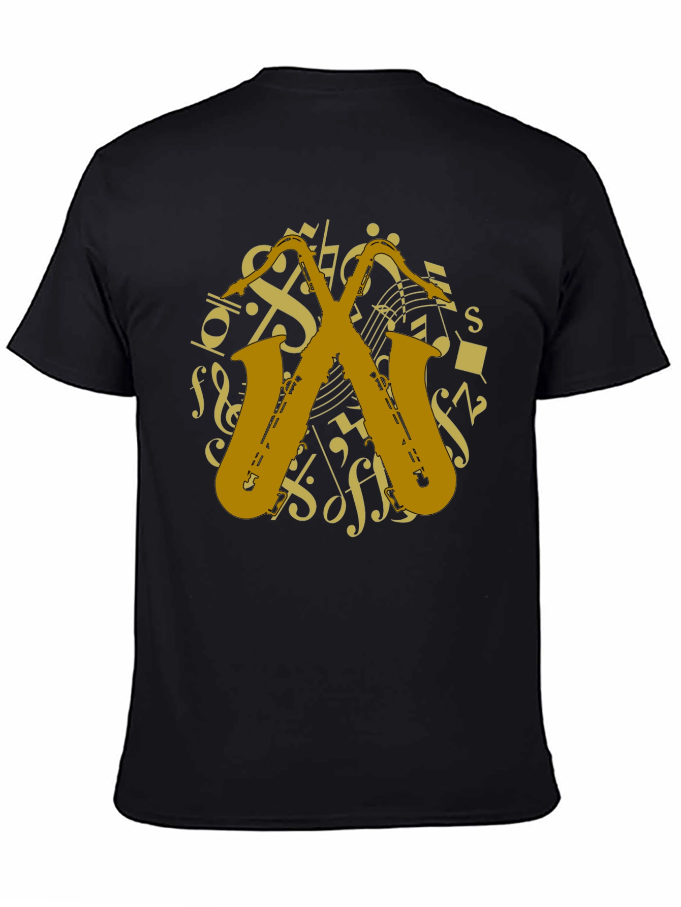 Black Saxophone Music Notes Graphic T-Shirt view 4